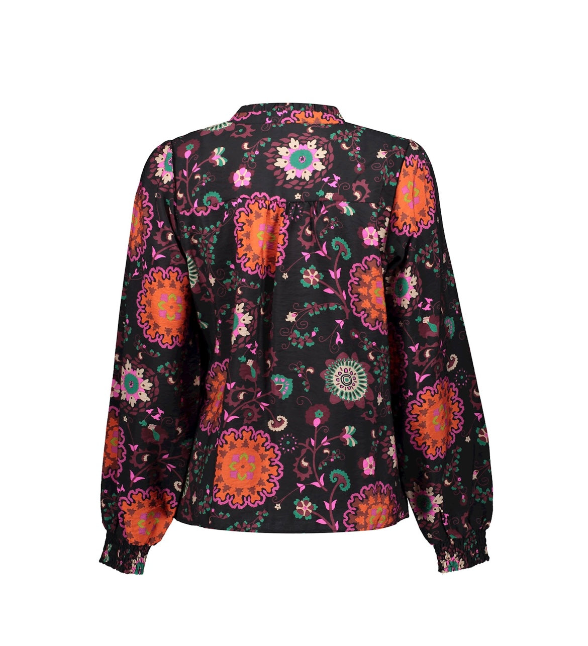 Geisha blouse maat L 40 zwart Paisley oranje