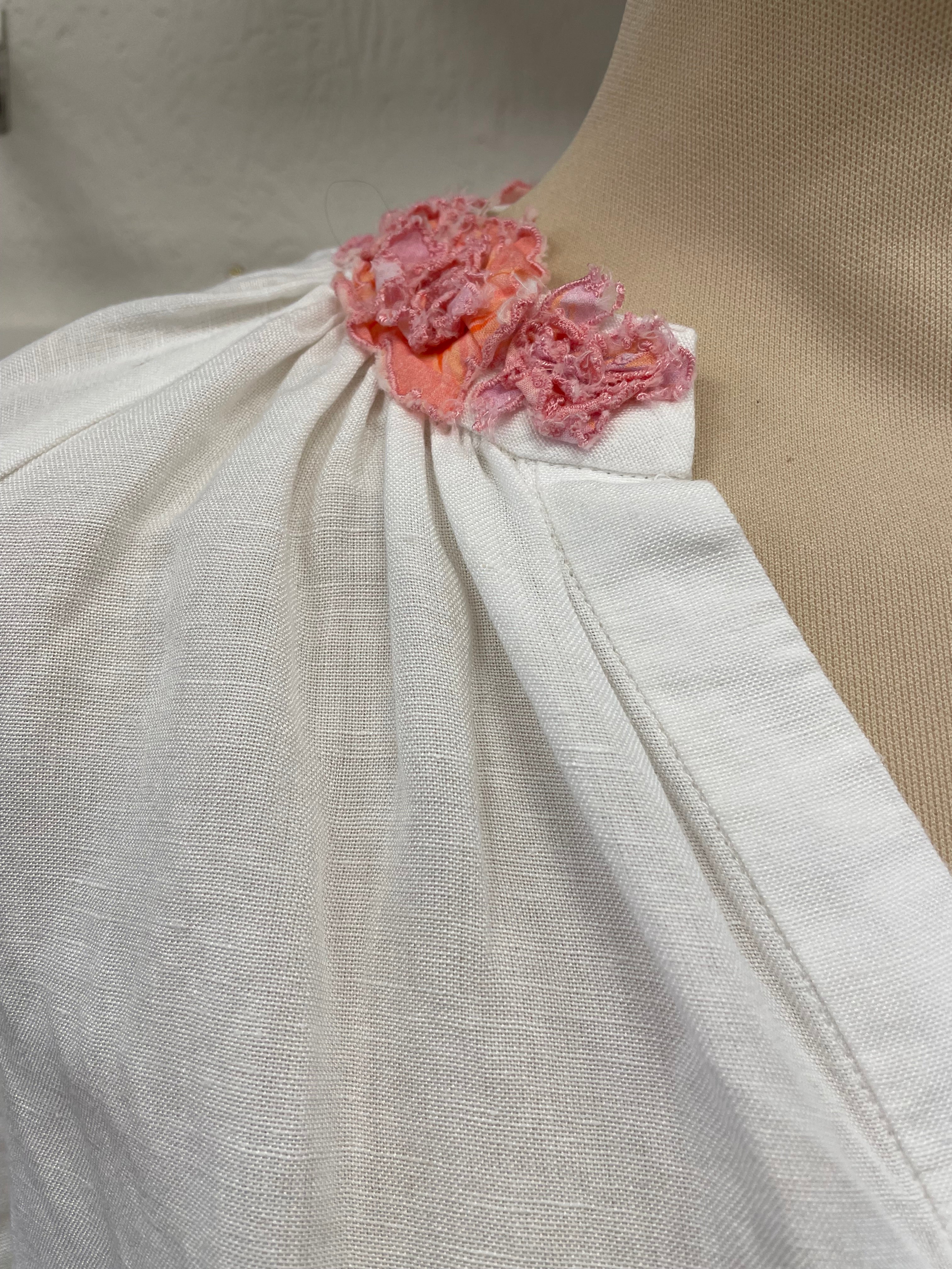 Gustav blouse maat L 40 wit roze linnen viscose