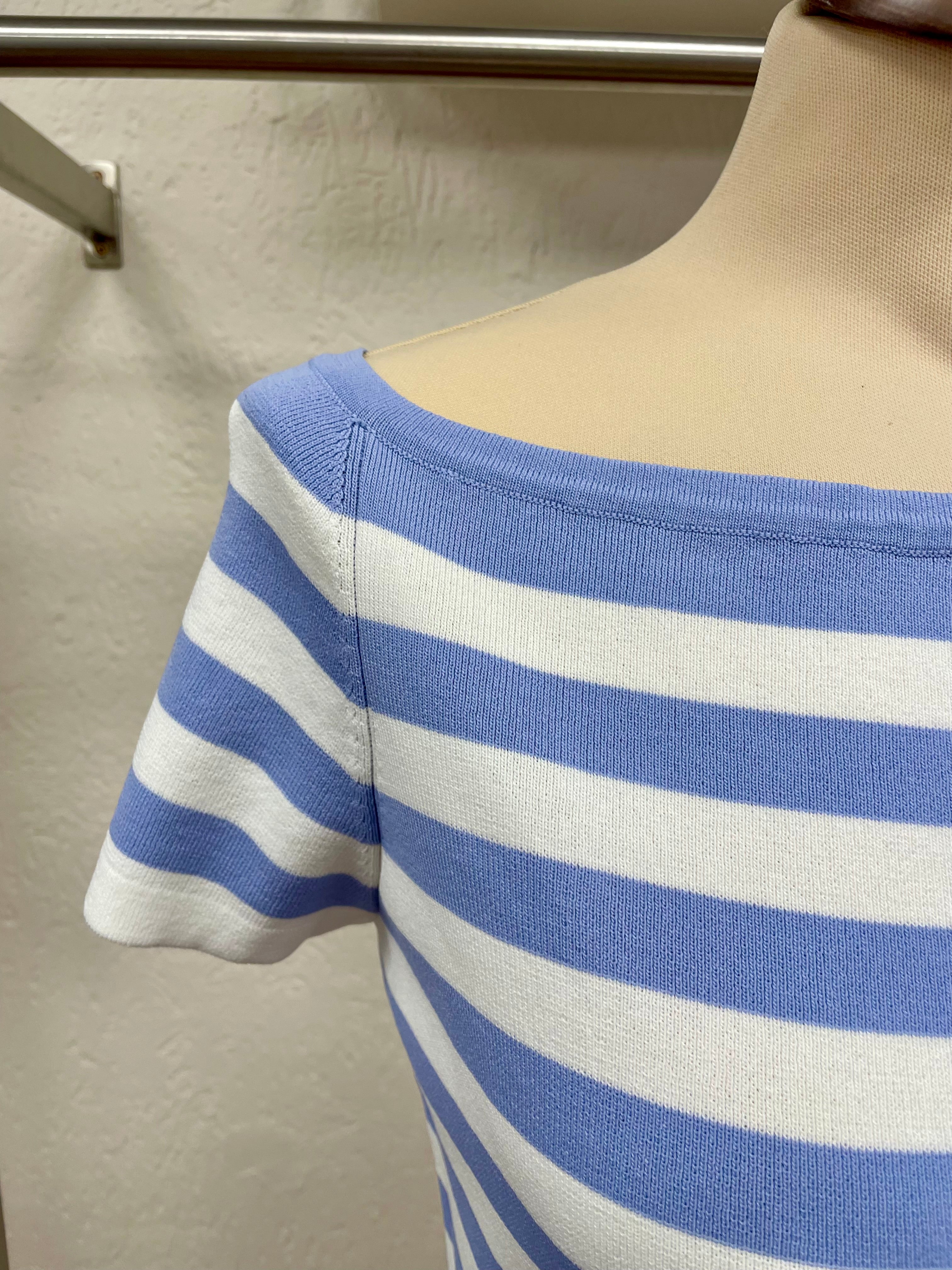 Nikkie trui top maat XL / L (40/42) blauw wit strepen