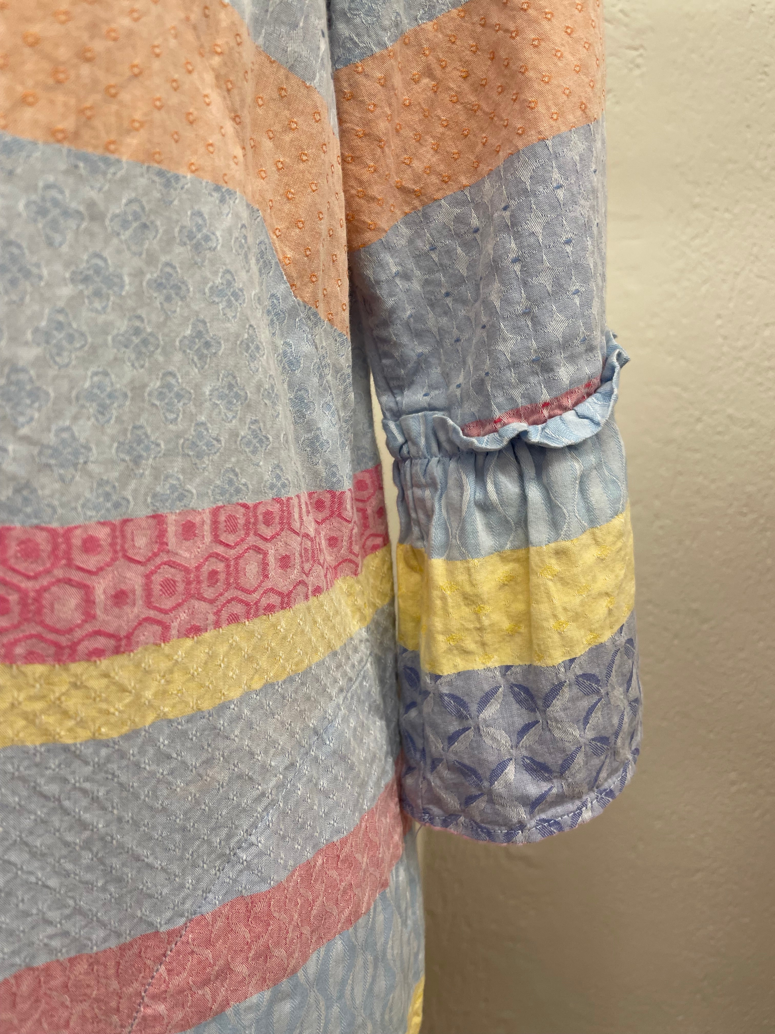Milano jurk pastelkleuren maat M 38 blauw roze geel