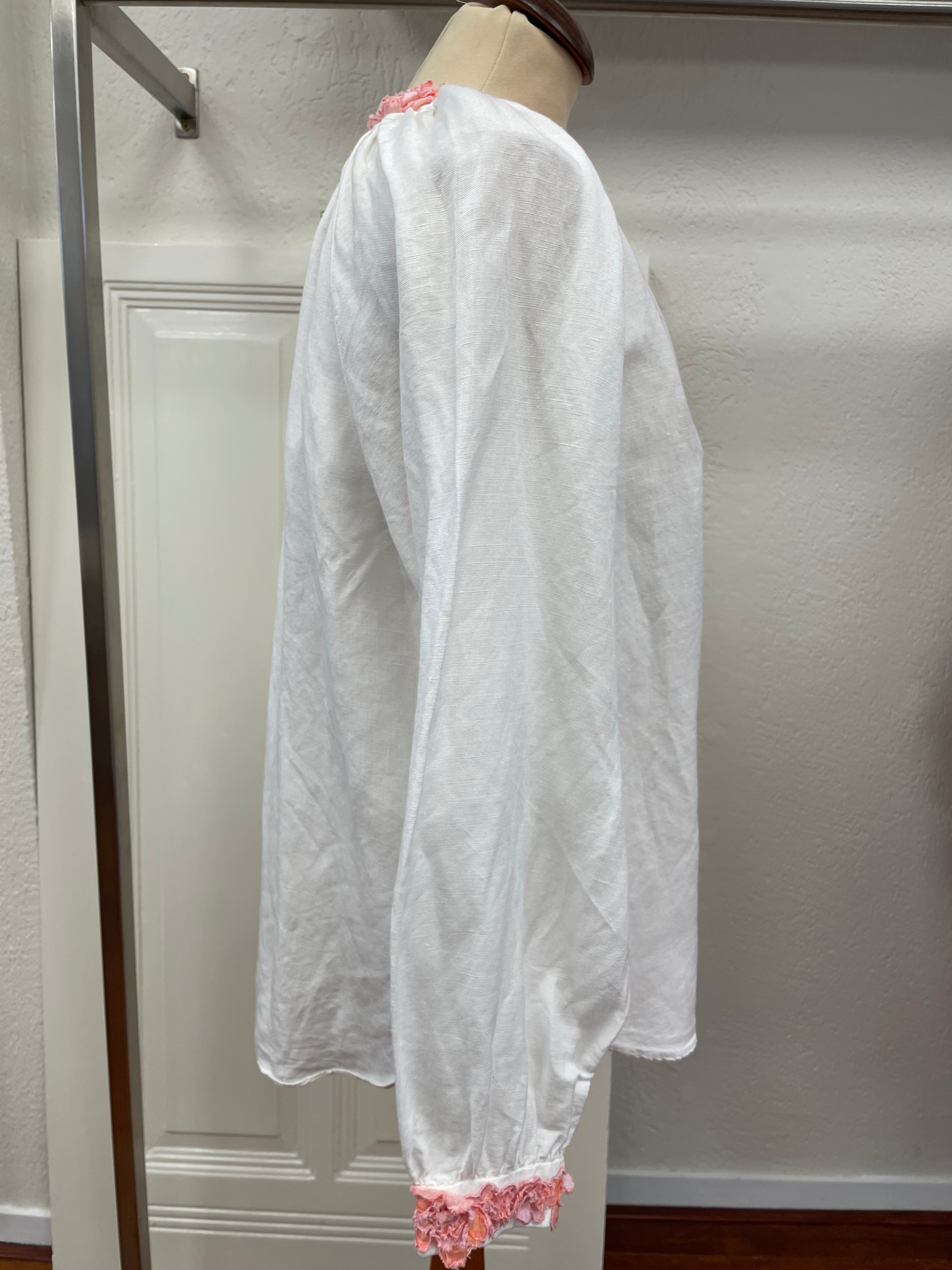 Gustav blouse maat L 40 wit roze linnen viscose