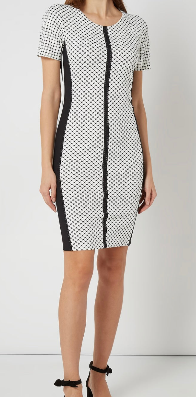 Marc Cain jurk maat 5 / 42 / XL wit zwart