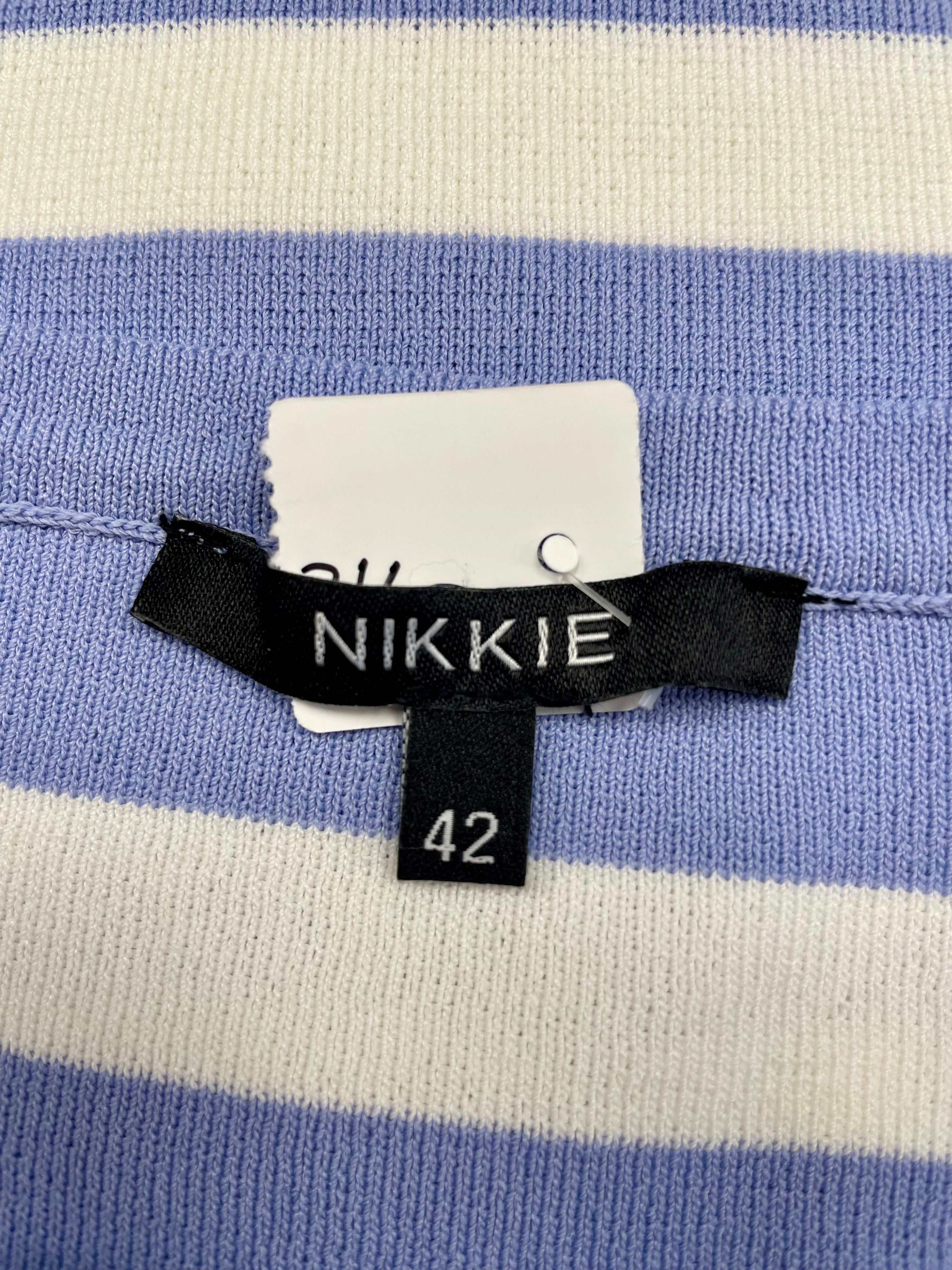 Nikkie trui top maat XL / L (40/42) blauw wit strepen