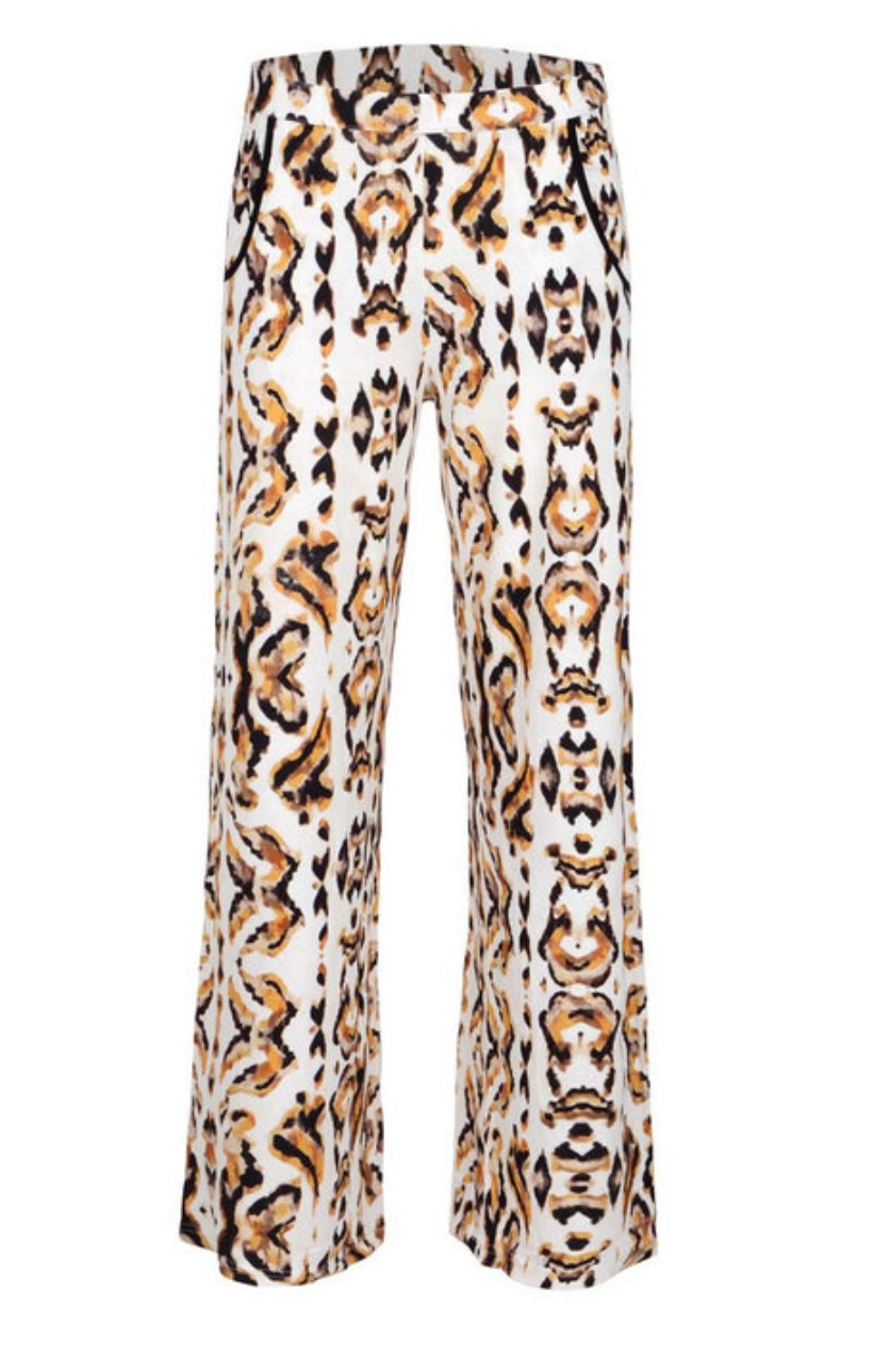Maicazz broek maat XS 34 ecru bruin zwart animal