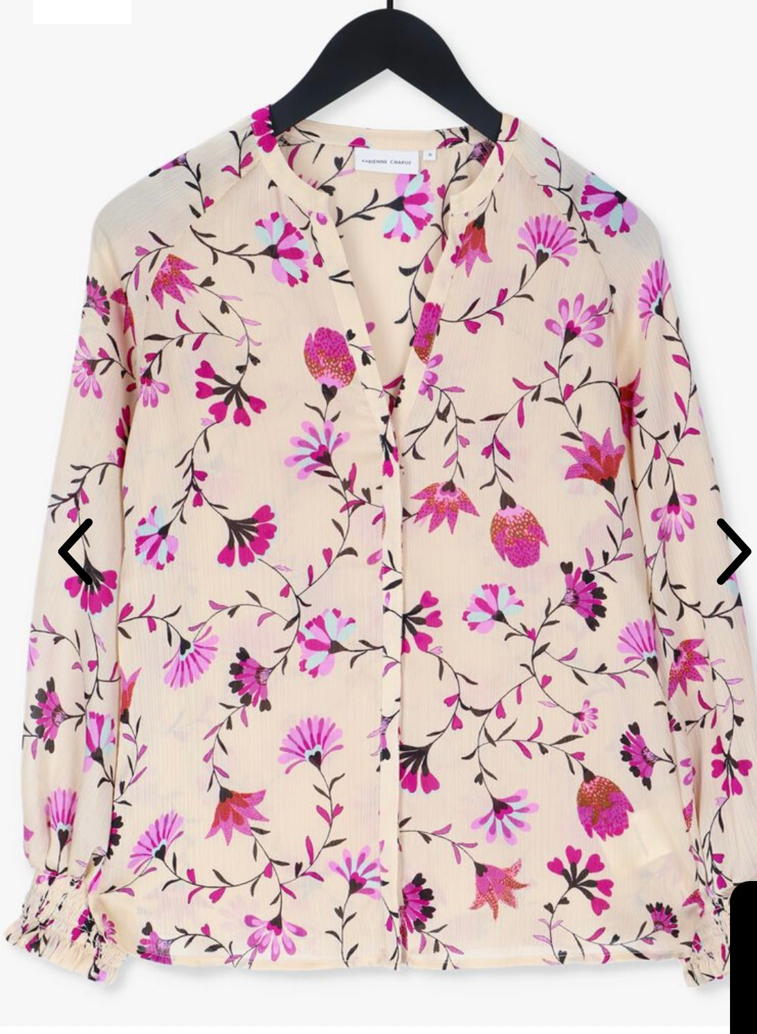 Fabienne Chapot blouse maat 34 XS ecru roze paars bloemen