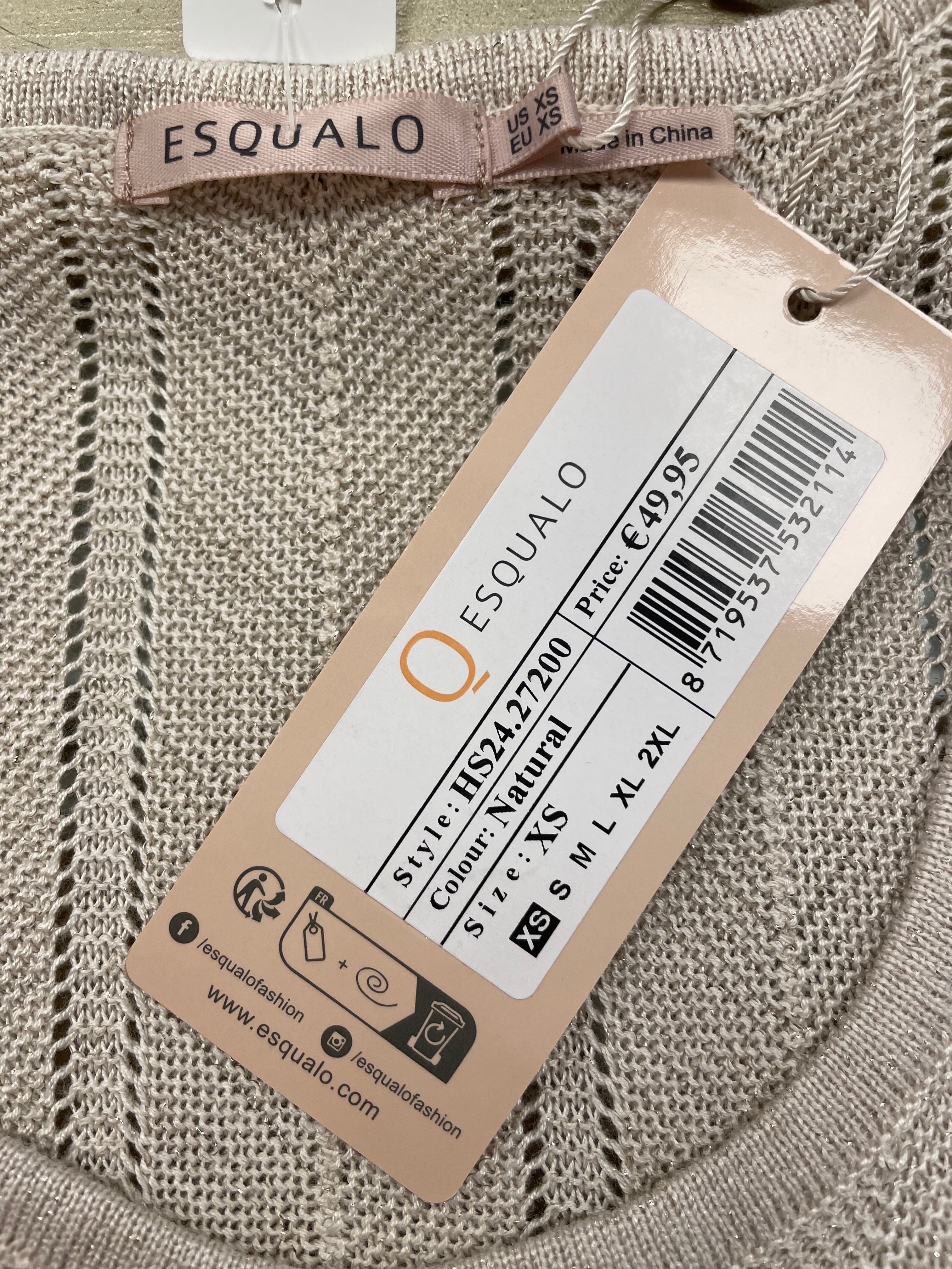 Esqualo top nieuw met labels knitted ecru glitter maat XS 34