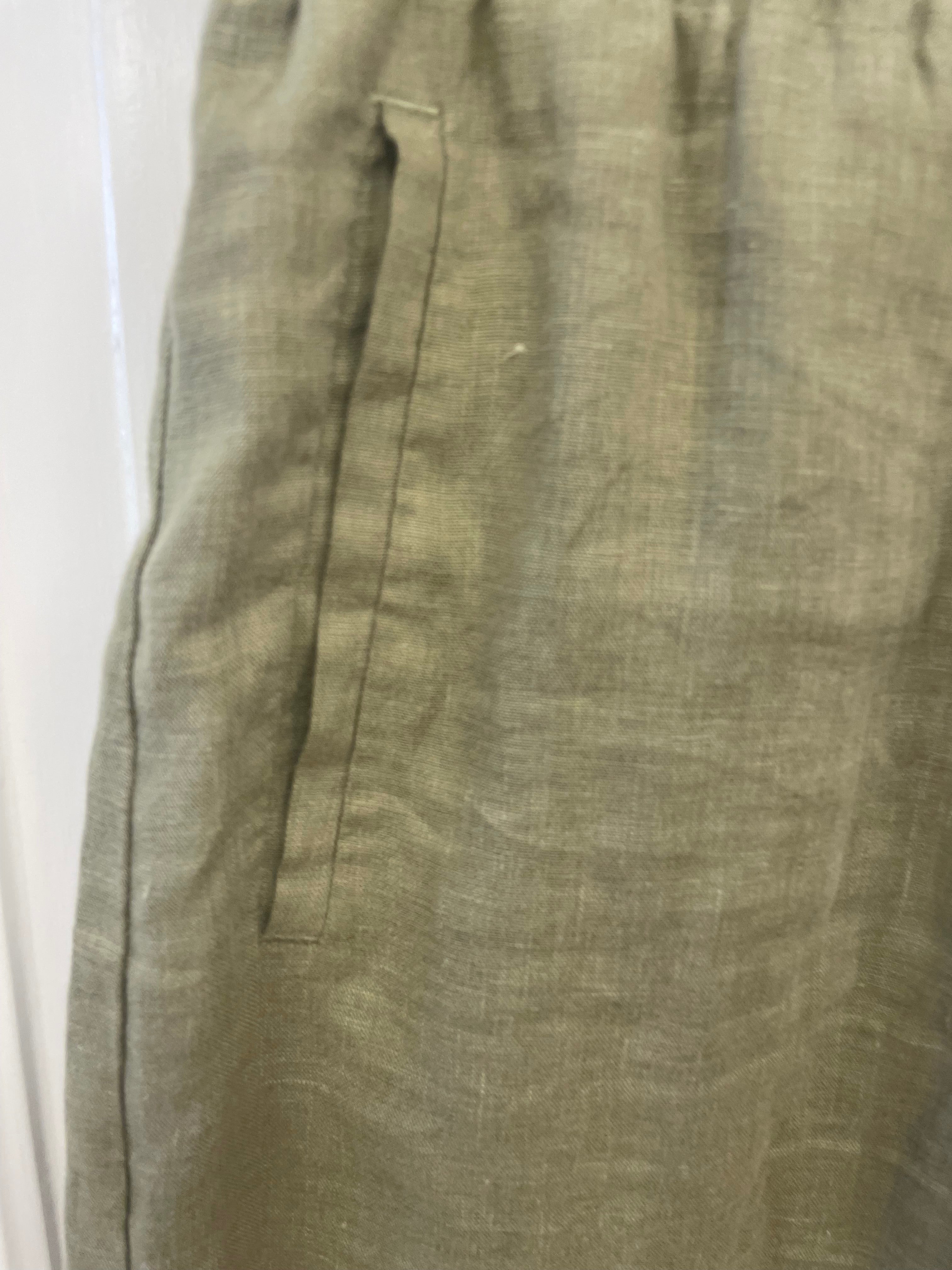 Drykorn broek linnen palazzo mosgroen maat L / XL
