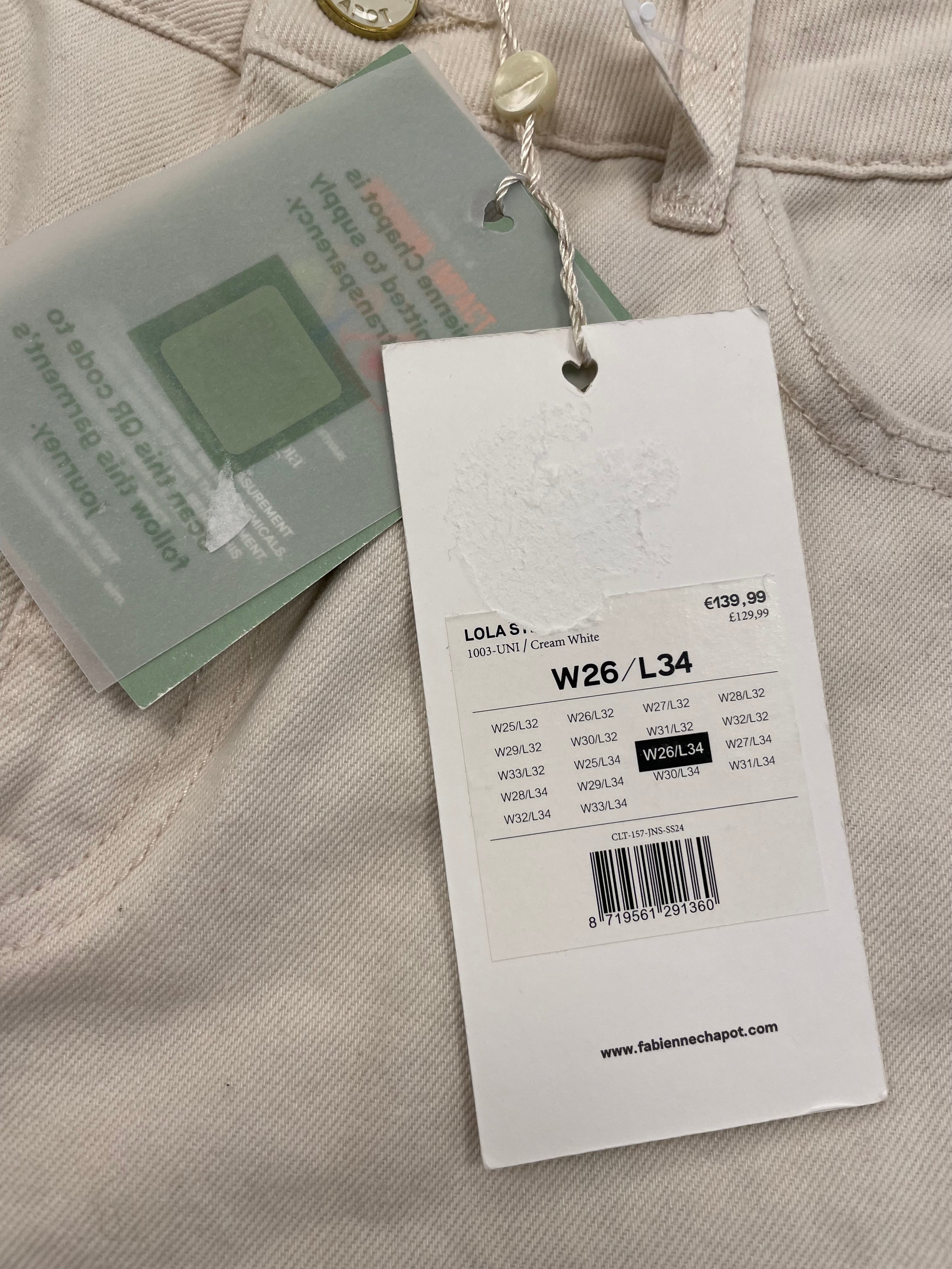 Fabienne Chapot broek w26 L34 nieuw met labels jeans wit