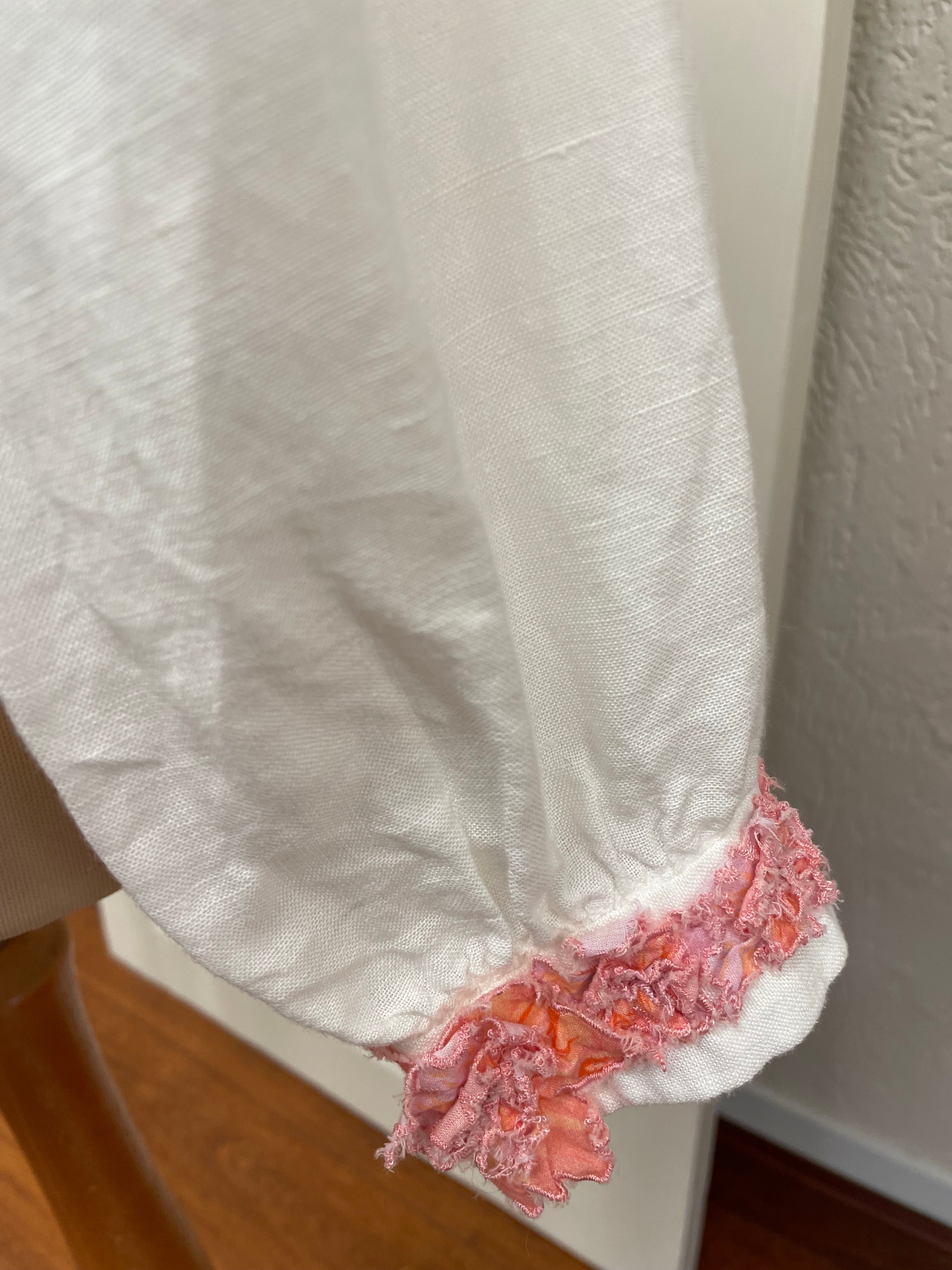 Gustav blouse maat L 40 wit roze linnen viscose
