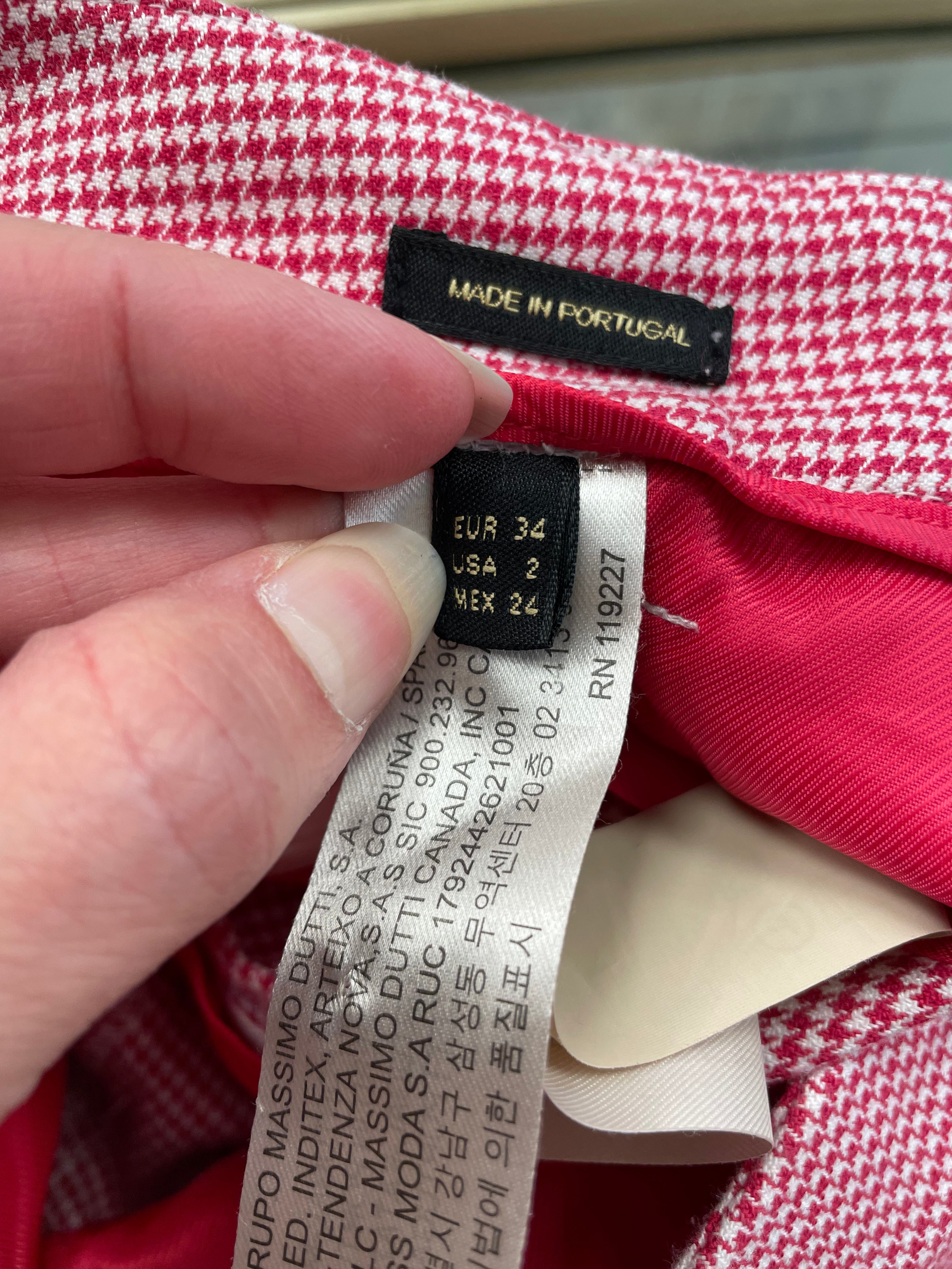 Massimo Dutti broek rood wit ruit