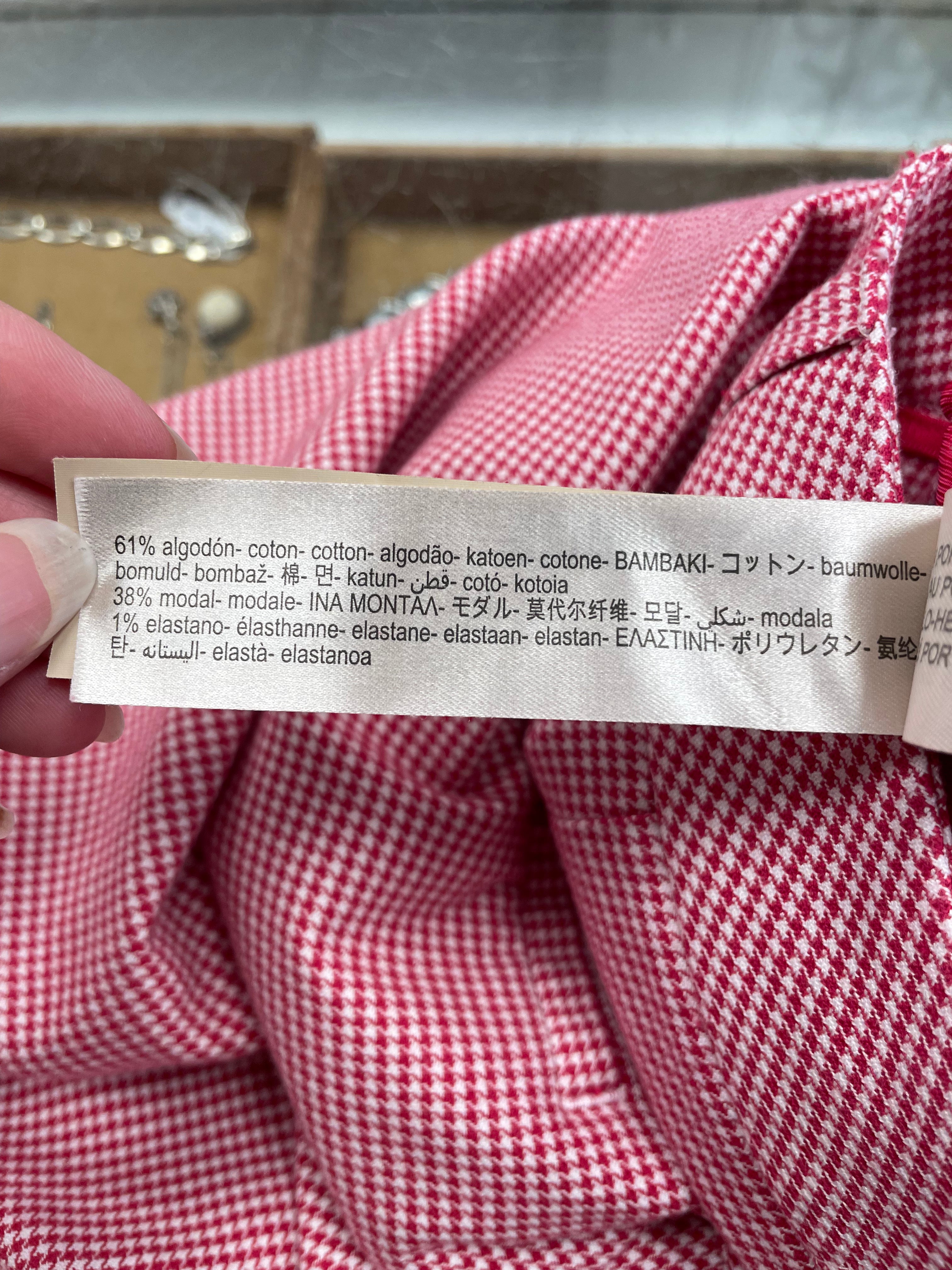 Massimo Dutti broek rood wit ruit