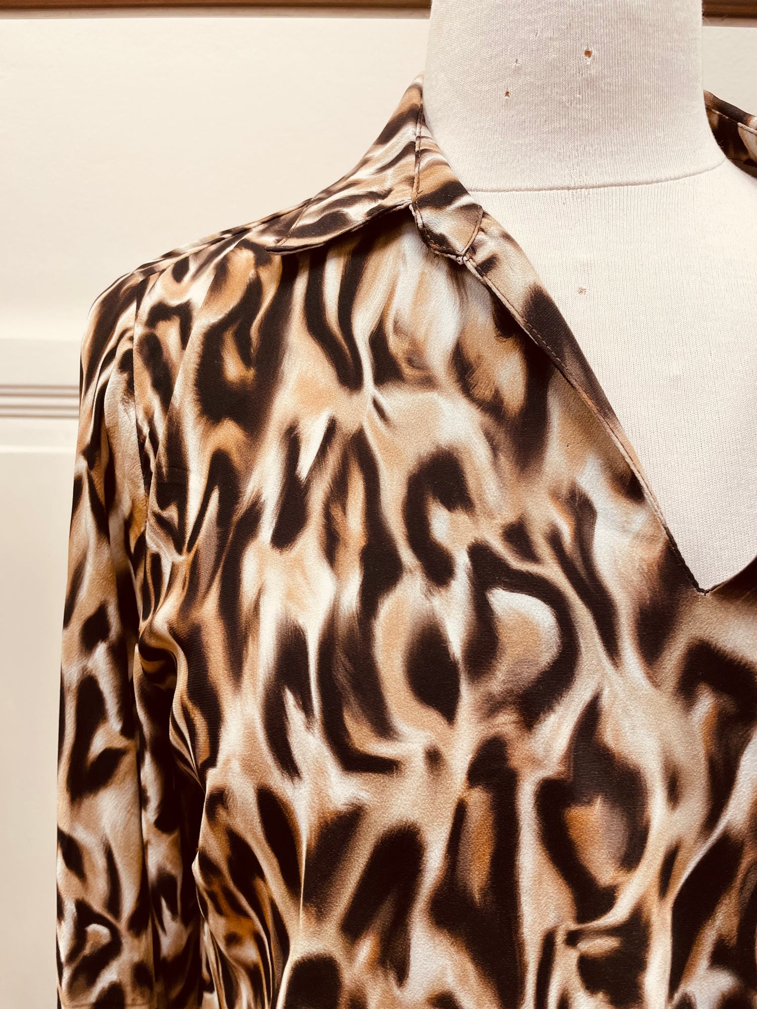 Kyra blouse maat M 38 leopard print zwart bruin ecru viscose