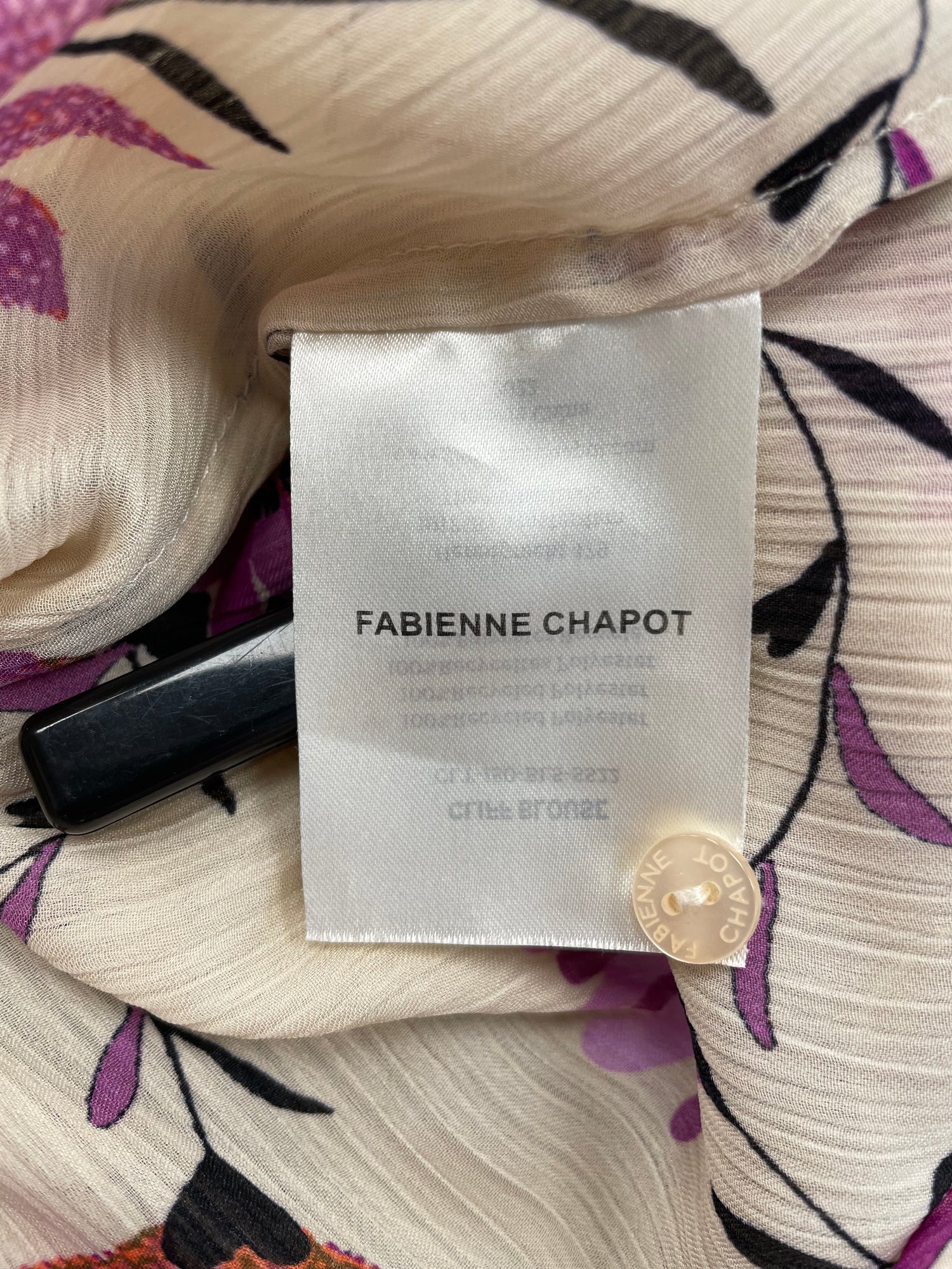 Fabienne Chapot blouse maat 34 XS ecru roze paars bloemen