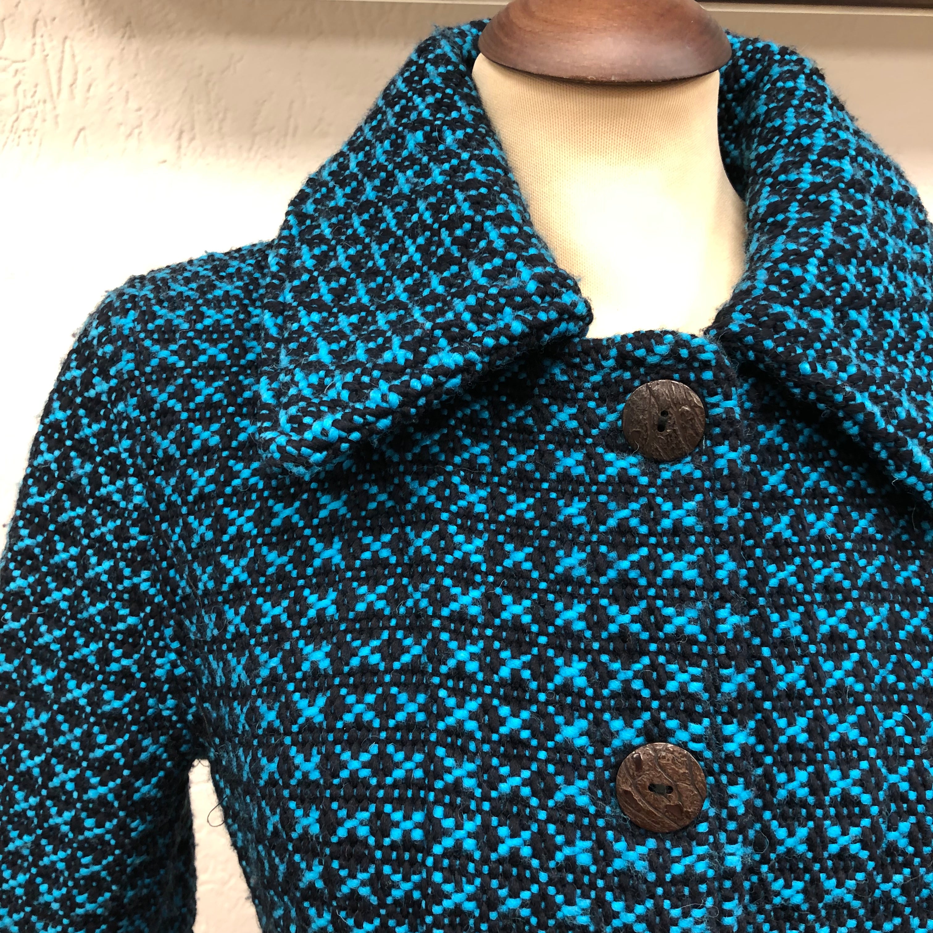 Inti jasje Blazer maat S M 36/38 zwart turquoise wol