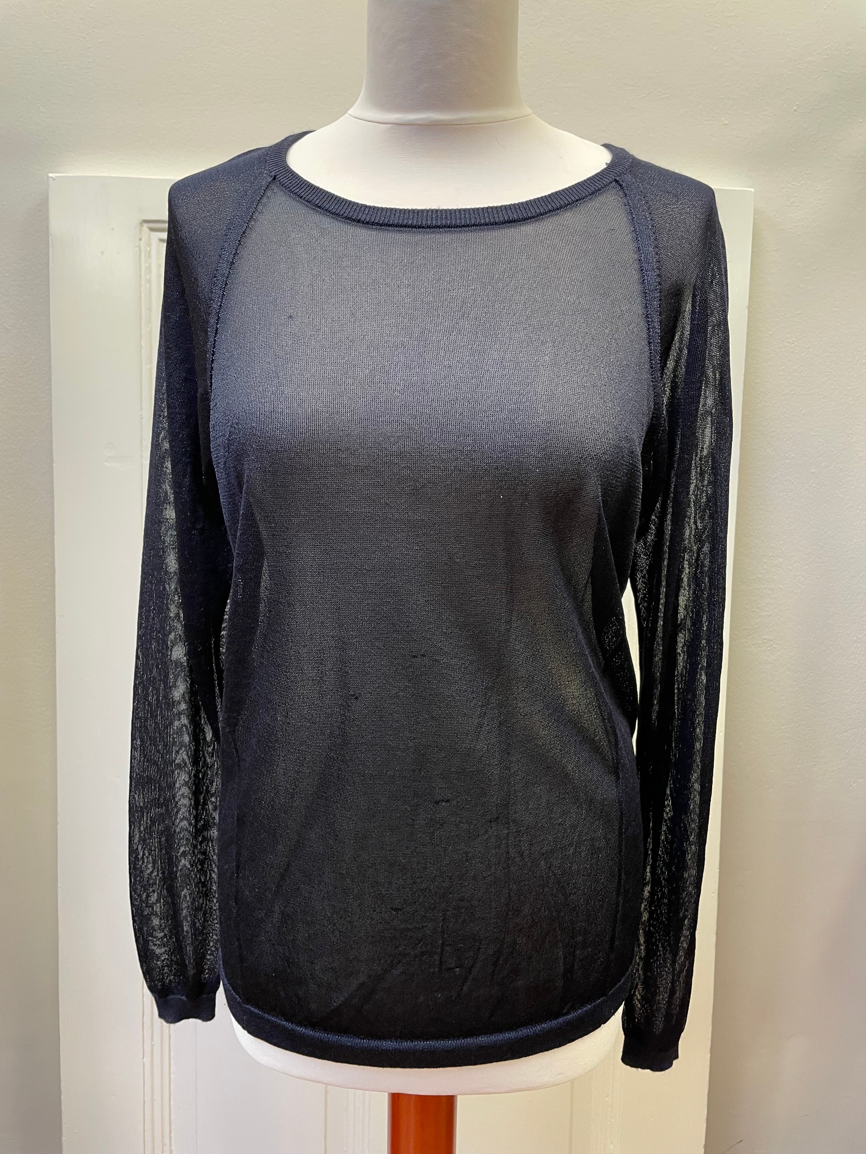 Maje trui seethrough donkerblauw maat M 38 (2)