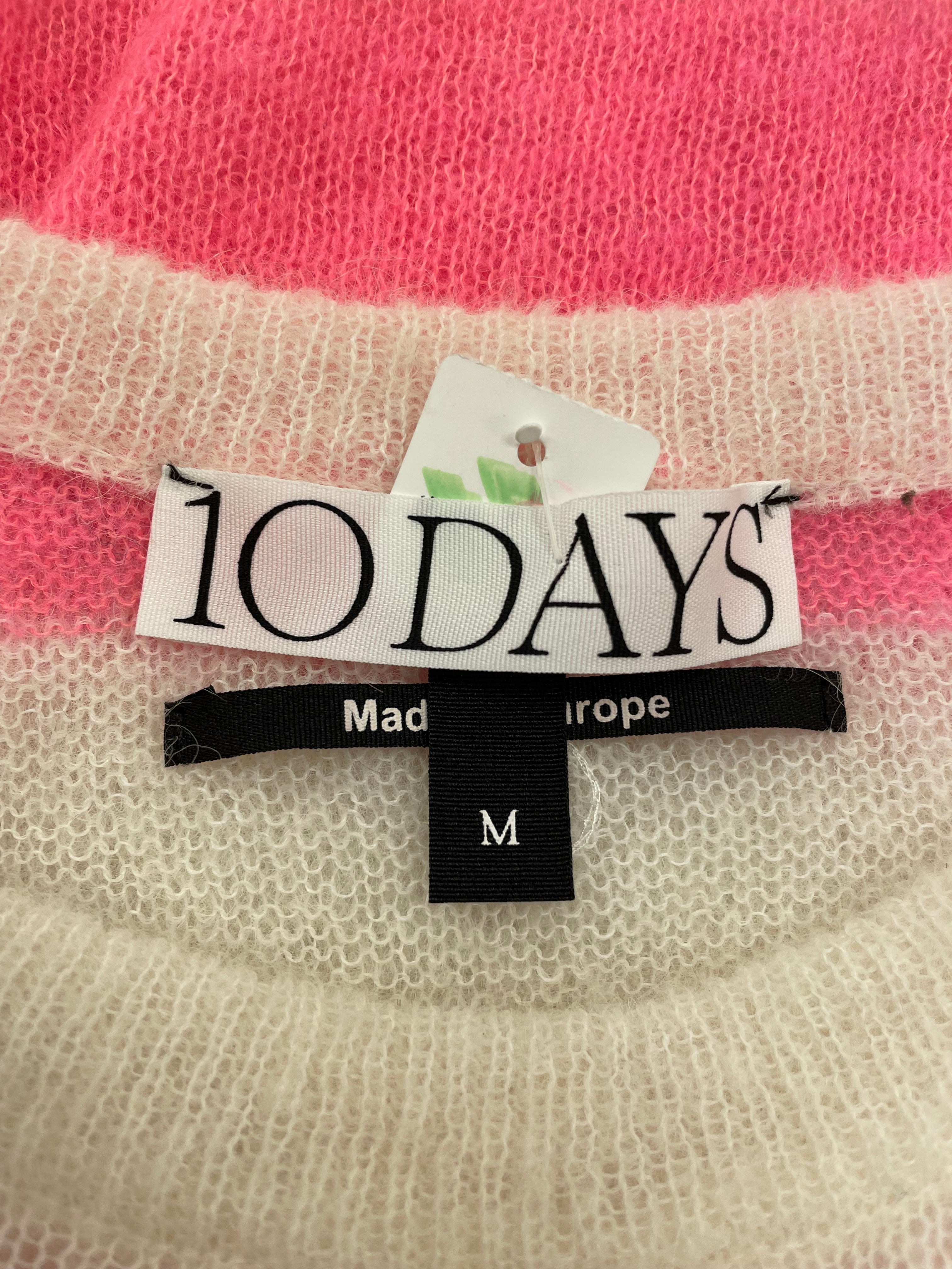 10 Days trui maat M 38 knitted strepen alpaca merino wit roze