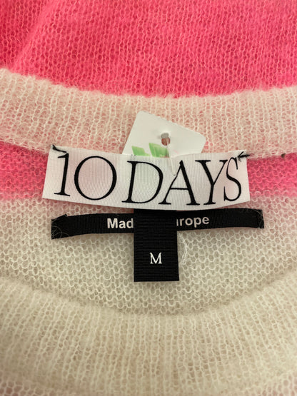 10 Days trui maat M 38 knitted strepen alpaca merino wit roze