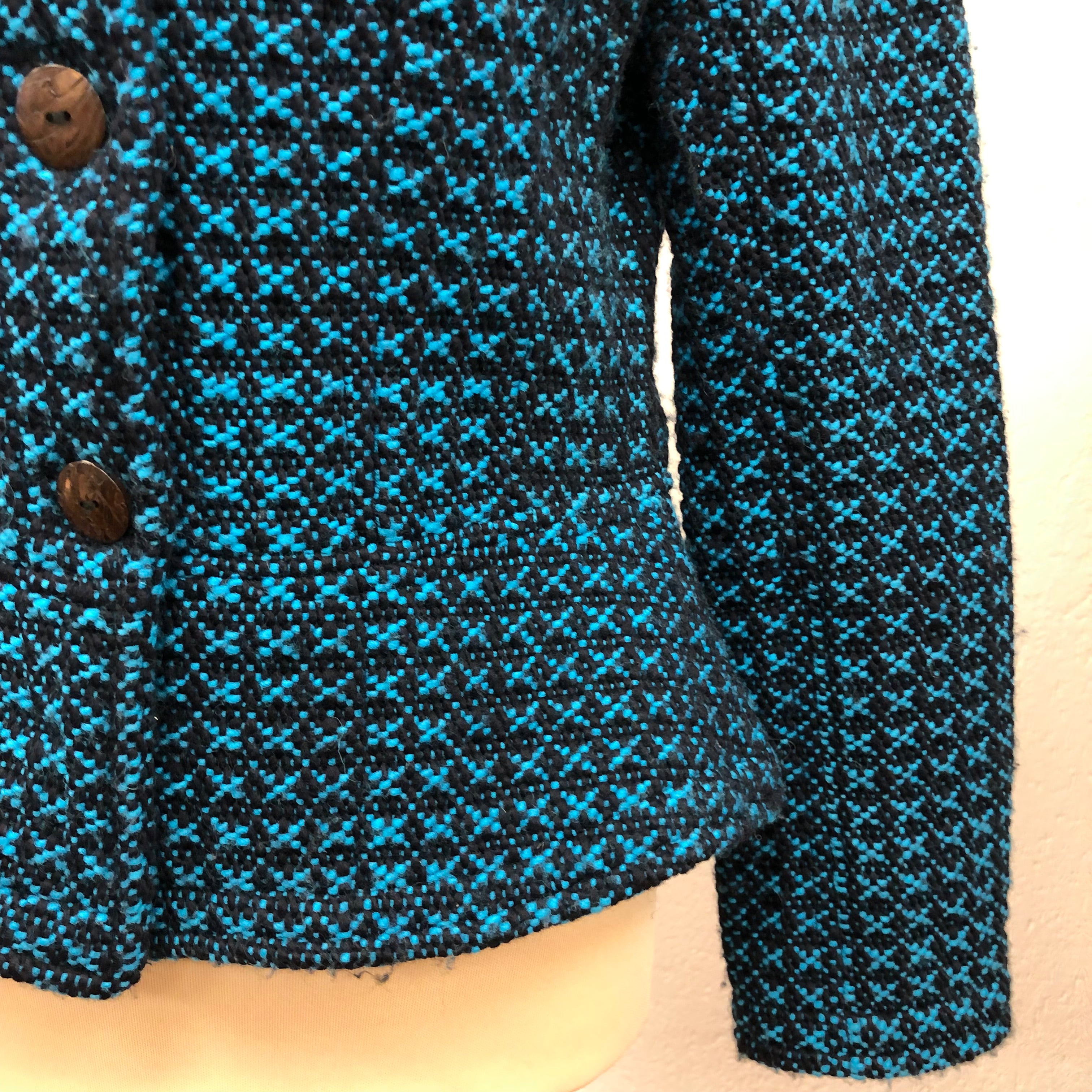 Inti jasje Blazer maat S M 36/38 zwart turquoise wol