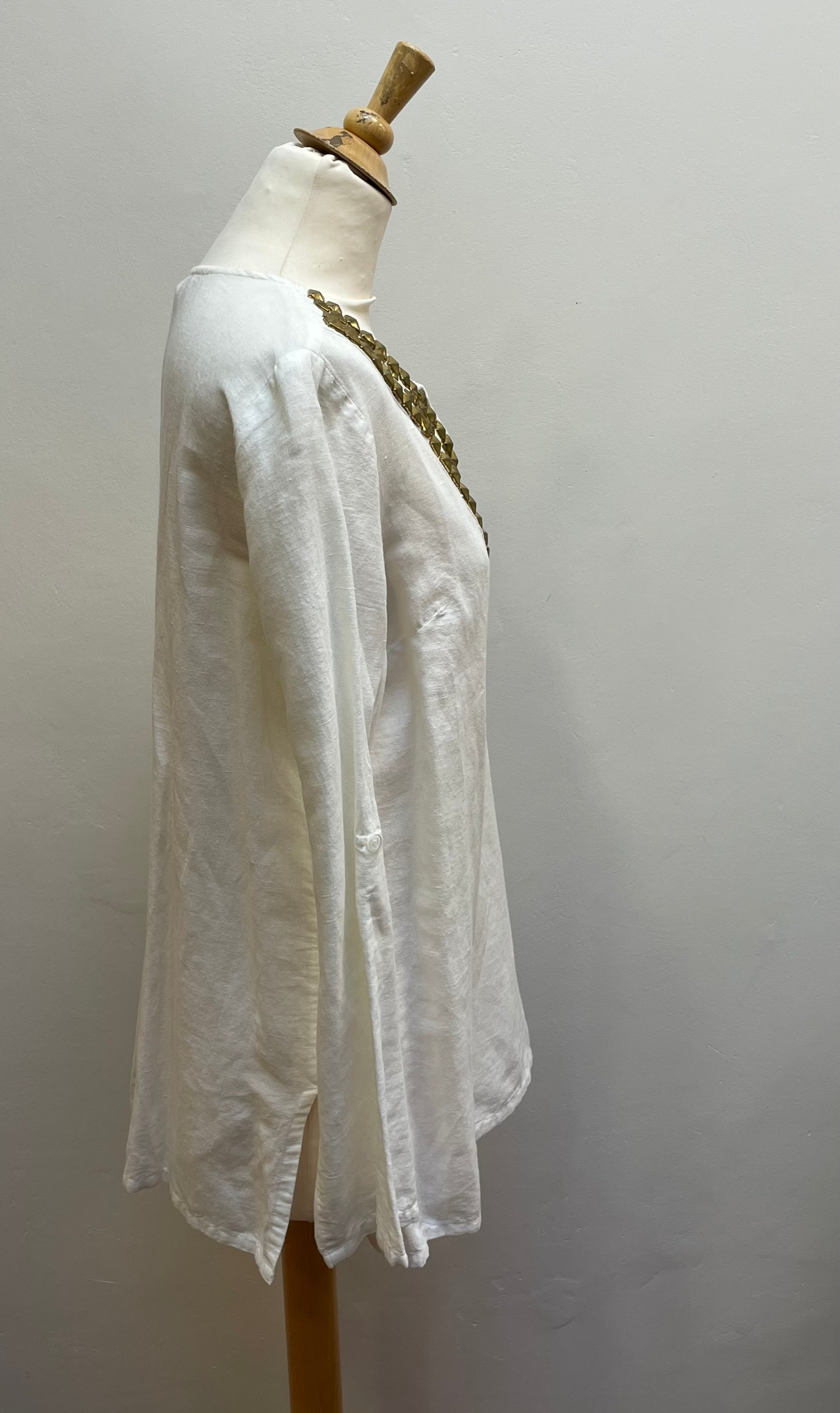 Michael Kors tuniek blouse maat M 38 wit linnen gouden studs