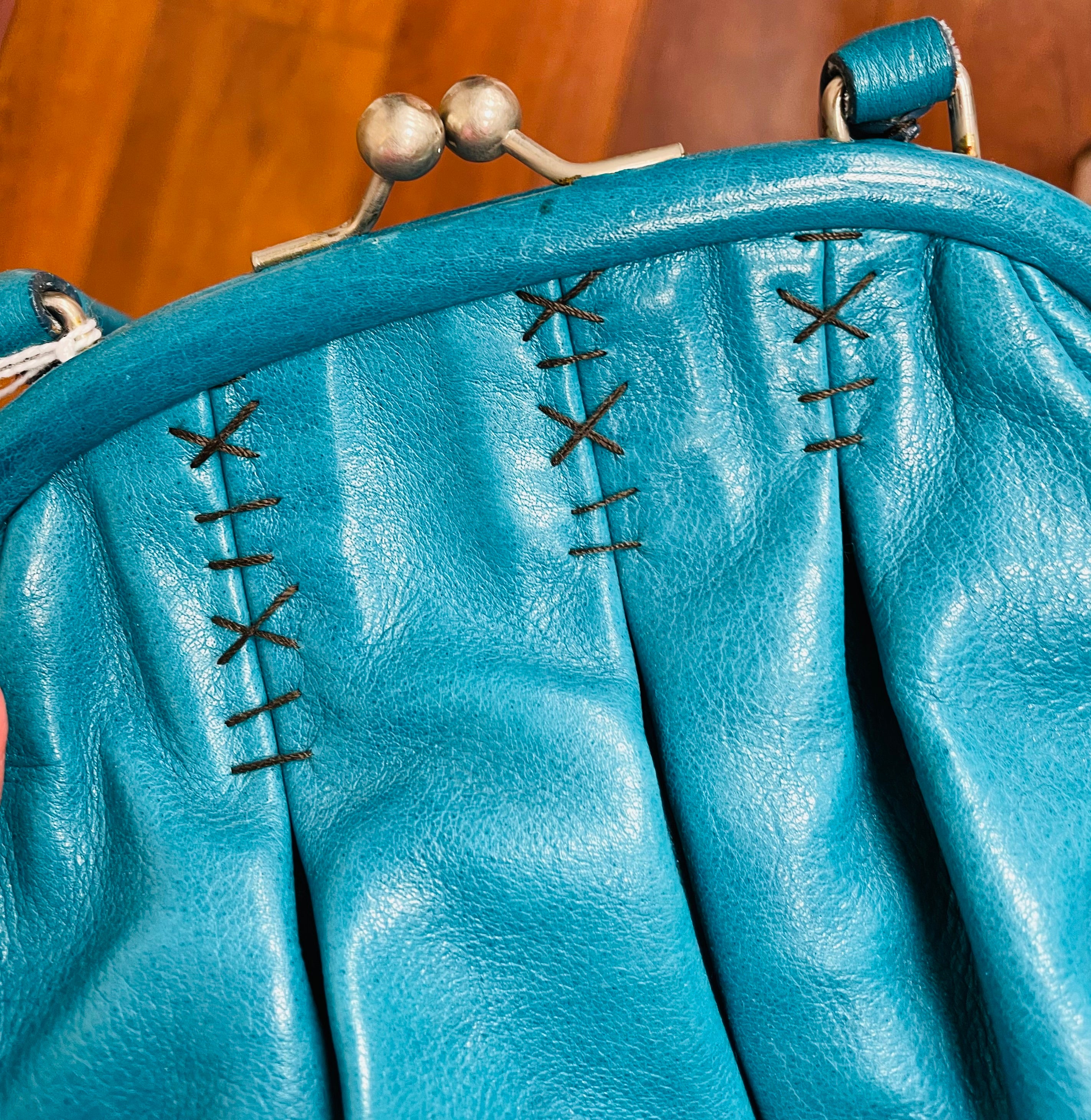 Miu Miu tas leer turquoise vintage