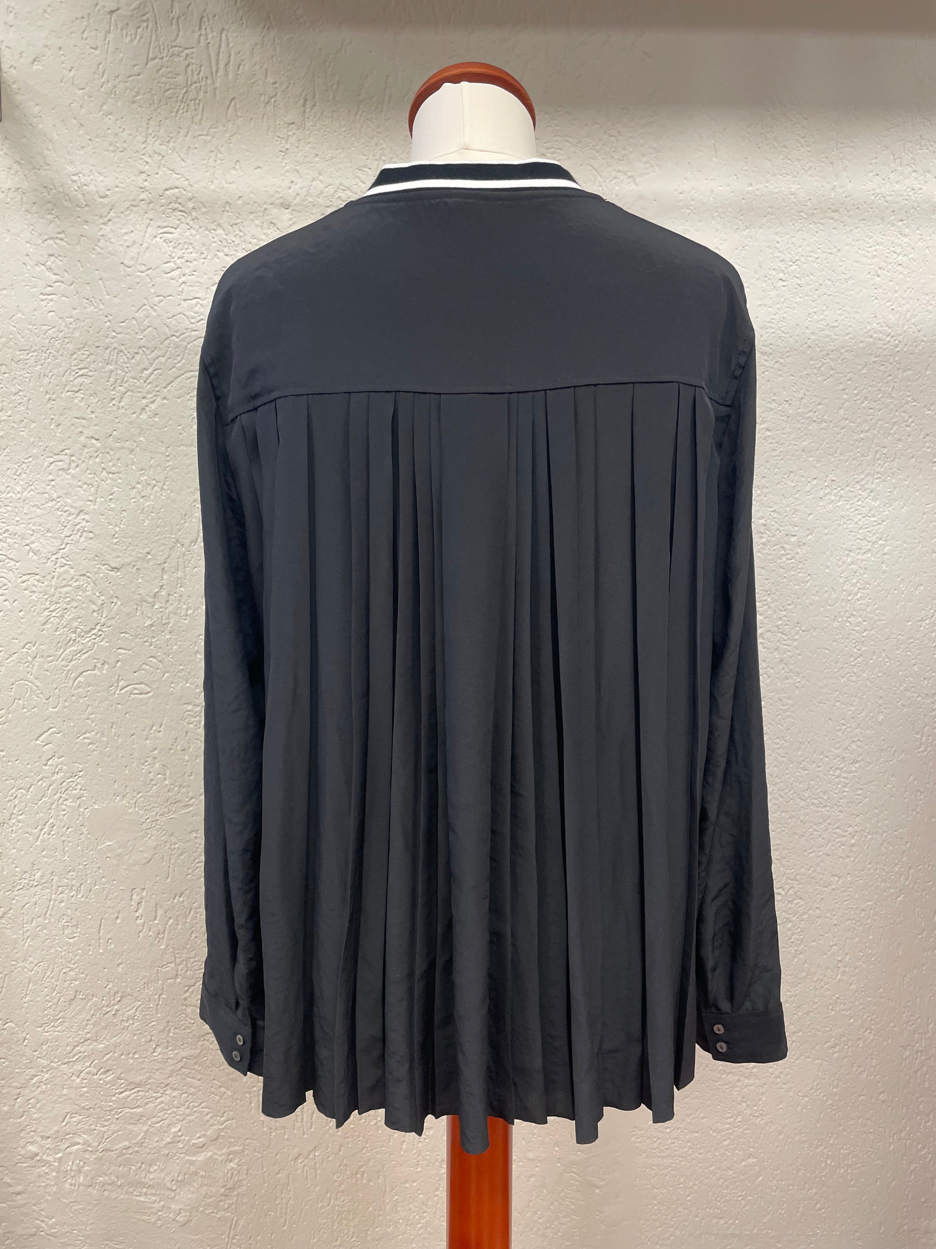 Marc Cain blouse maat 5 / 42 XL zwart wit blouson top