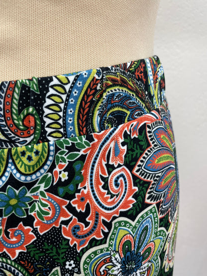 Geisha rok maat S 36 zwart groen Paisley tricot