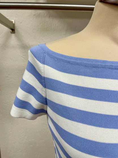Nikkie trui top maat XL / L (40/42) blauw wit strepen
