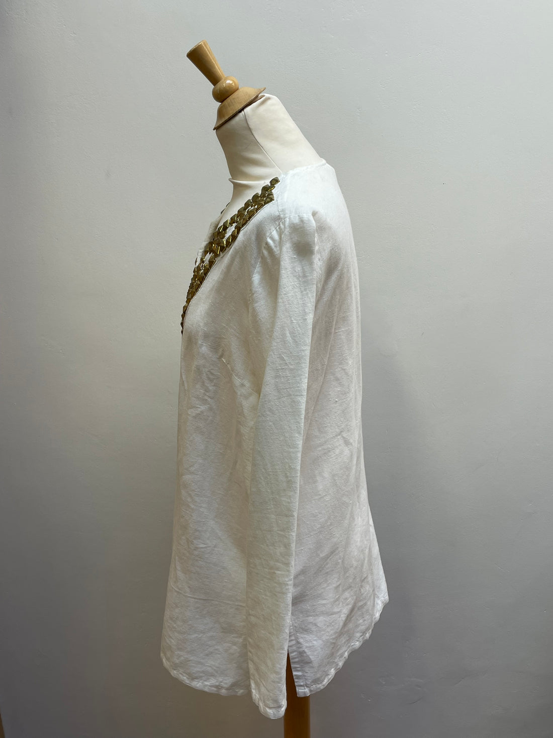 Michael Kors tuniek blouse maat M 38 wit linnen gouden studs