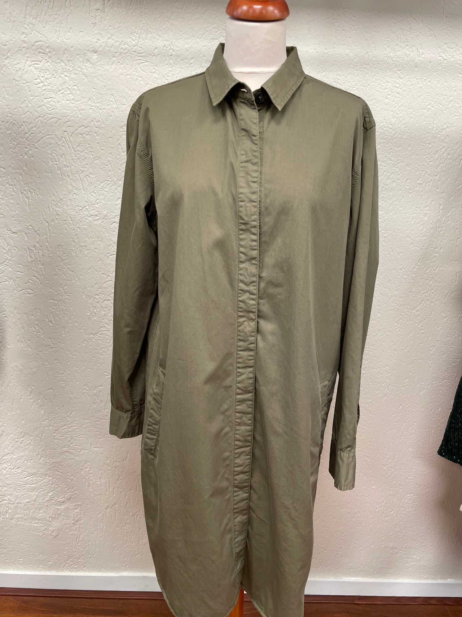 Closed jurk tuniek blouse maat XL 42 donkergroen katoen linnen