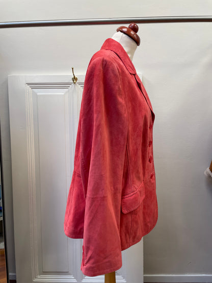 Basler jasje blazer maat 44 XXL rood suède leder