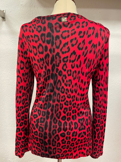 Cavalli shirt maat 40/42 rood zwart animal