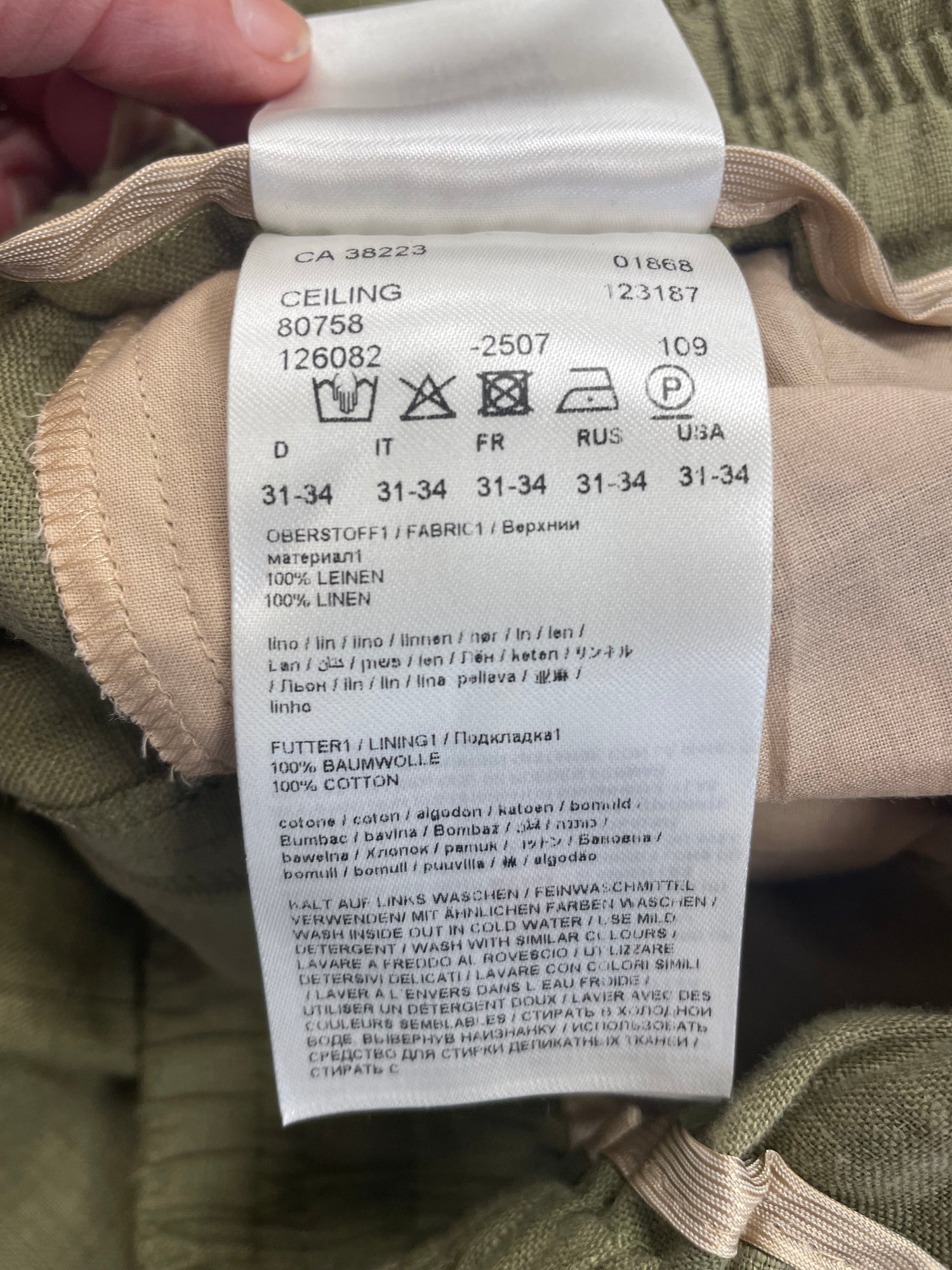 Drykorn broek linnen palazzo mosgroen maat L / XL