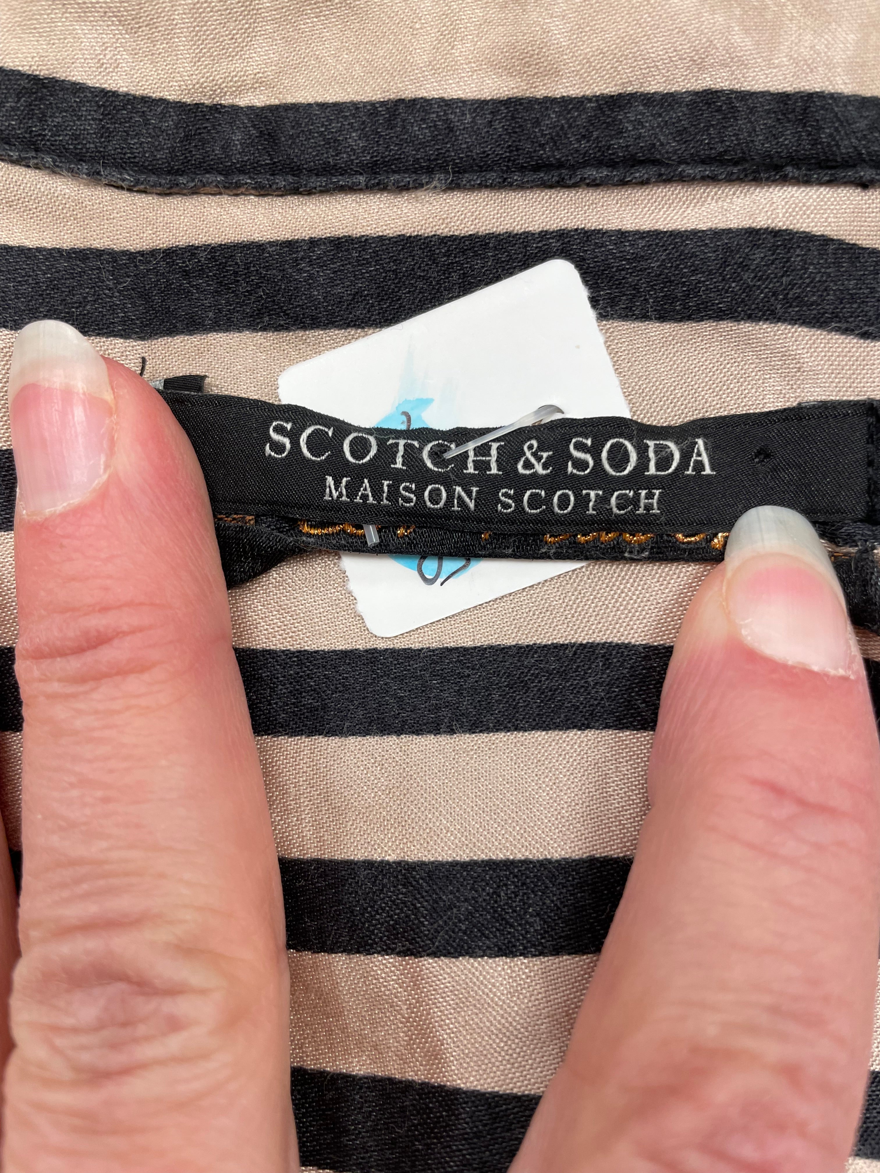 Scotch &amp; Soda blouse maat S 36 streep beige zwart satijn