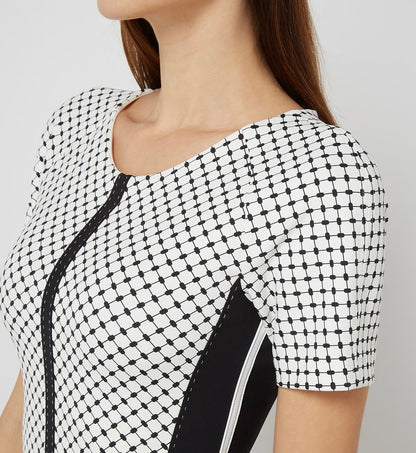 Marc Cain jurk maat 5 / 42 / XL wit zwart