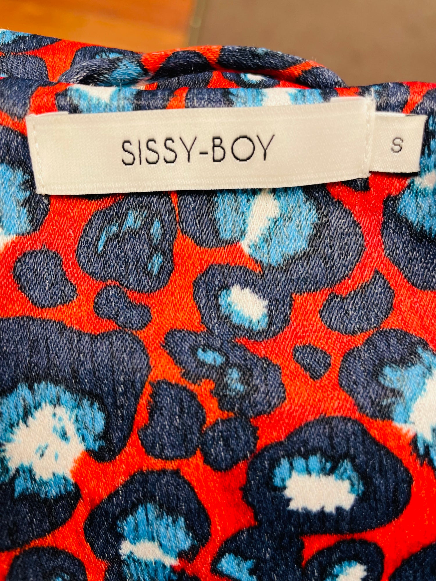 Sissy Boy jurk maat S 36 rood blauw animal print viscose