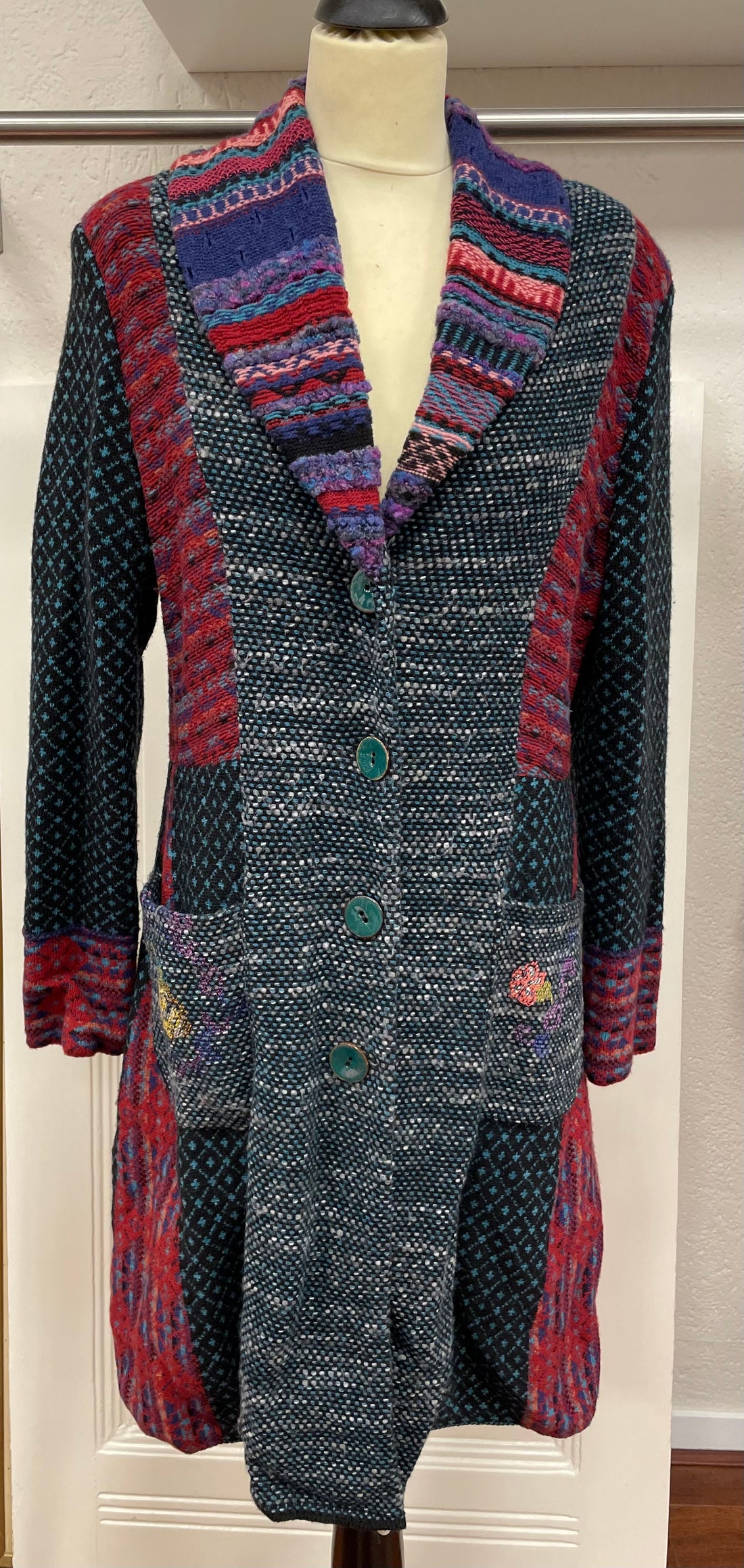 Ivko mantel jas maat 42 / 44 XL multikleur wol