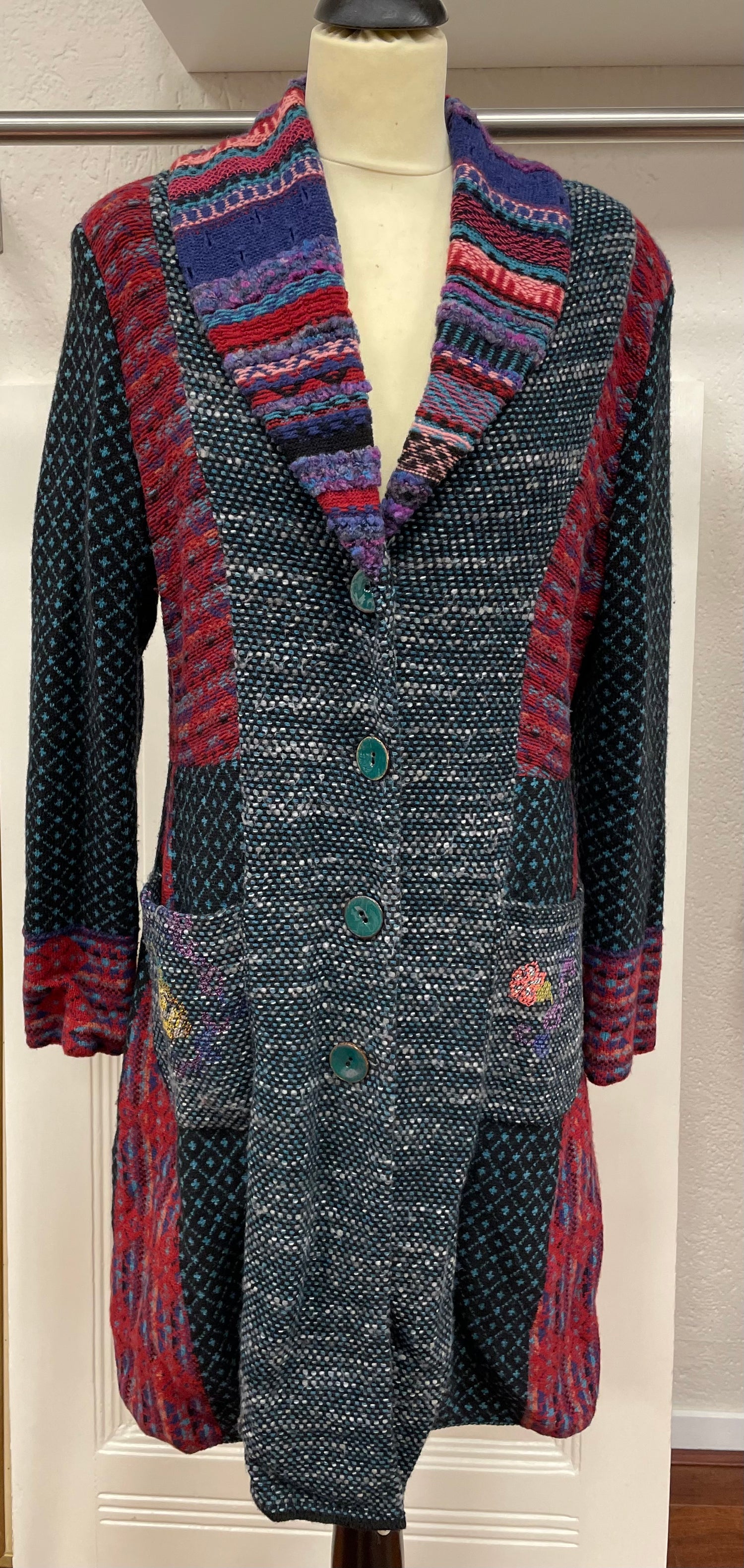 Ivko mantel jas maat 42 / 44 XL multikleur wol
