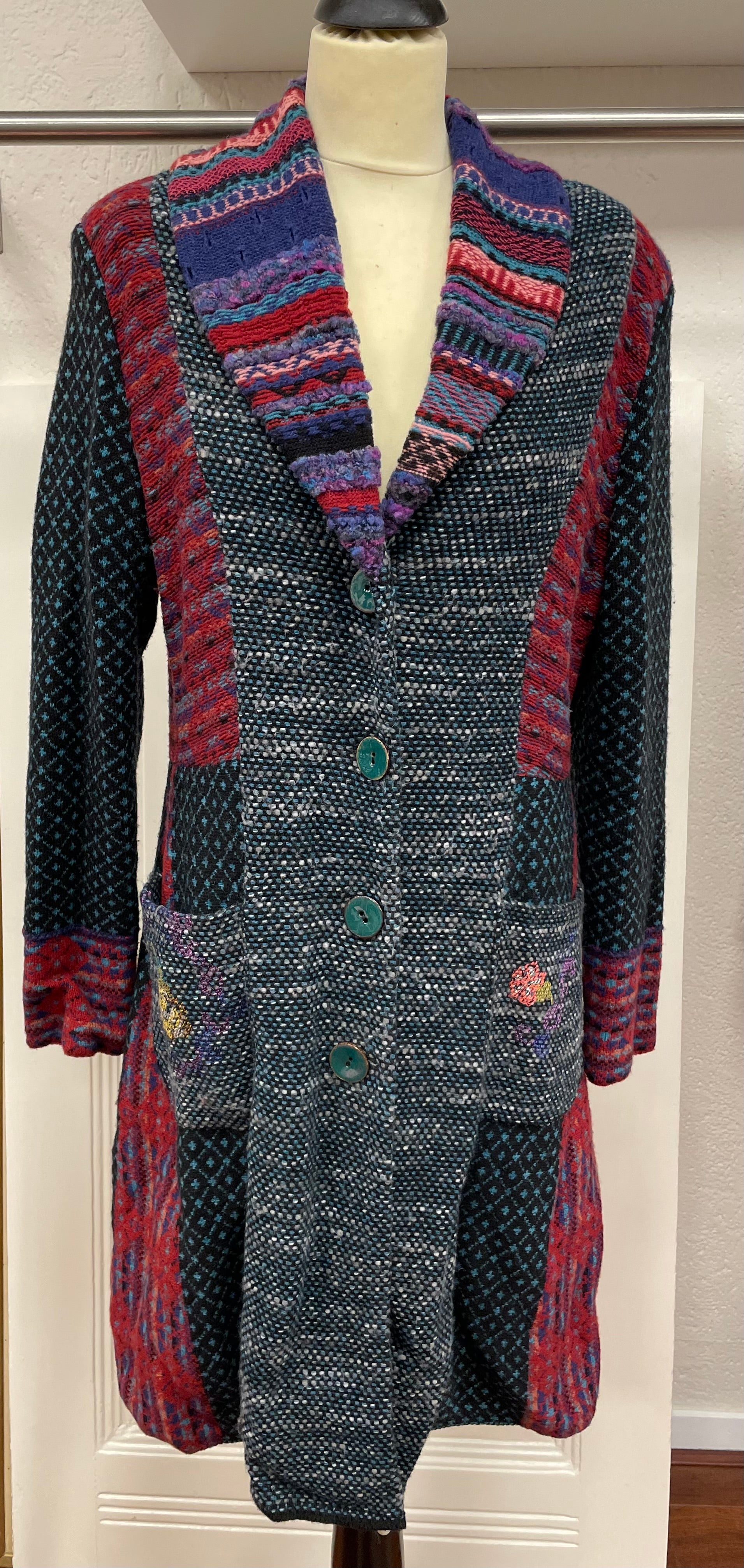 Ivko mantel jas maat 42 / 44 XL multikleur wol