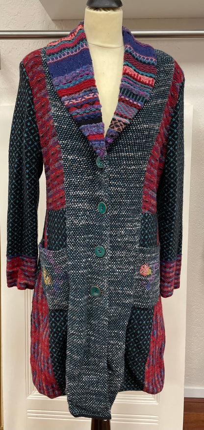 Ivko mantel jas maat 42 / 44 XL multikleur wol