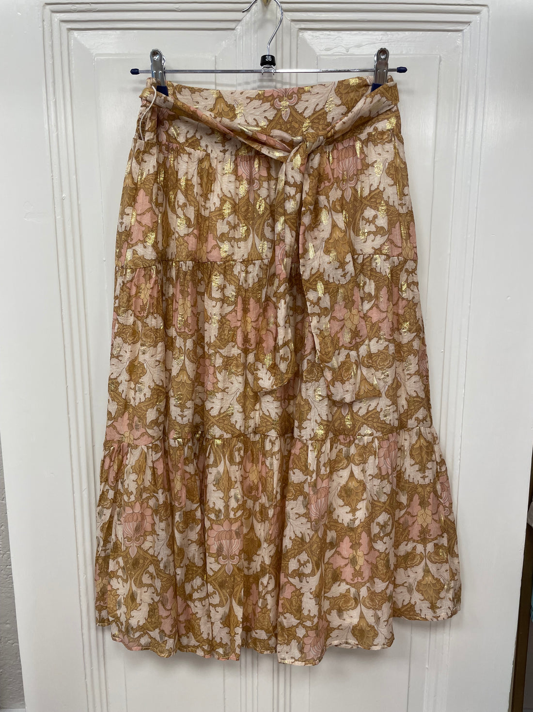 Sofie Schnoor rok maat S 36 ecru bruin roze goud viscose