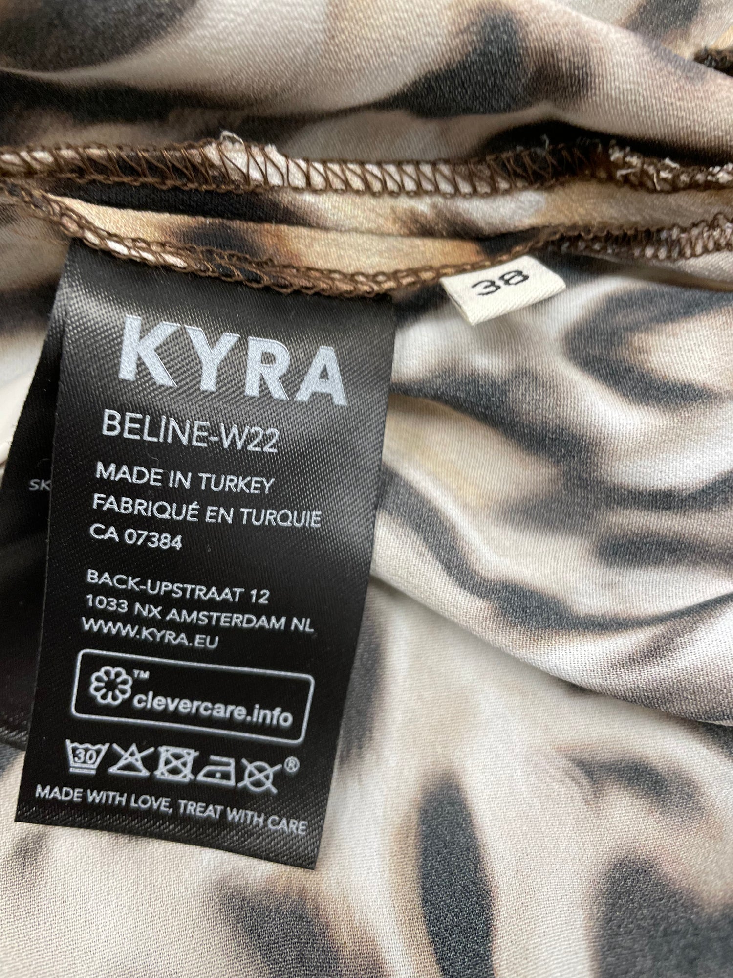 Kyra blouse maat M 38 leopard print zwart bruin ecru viscose