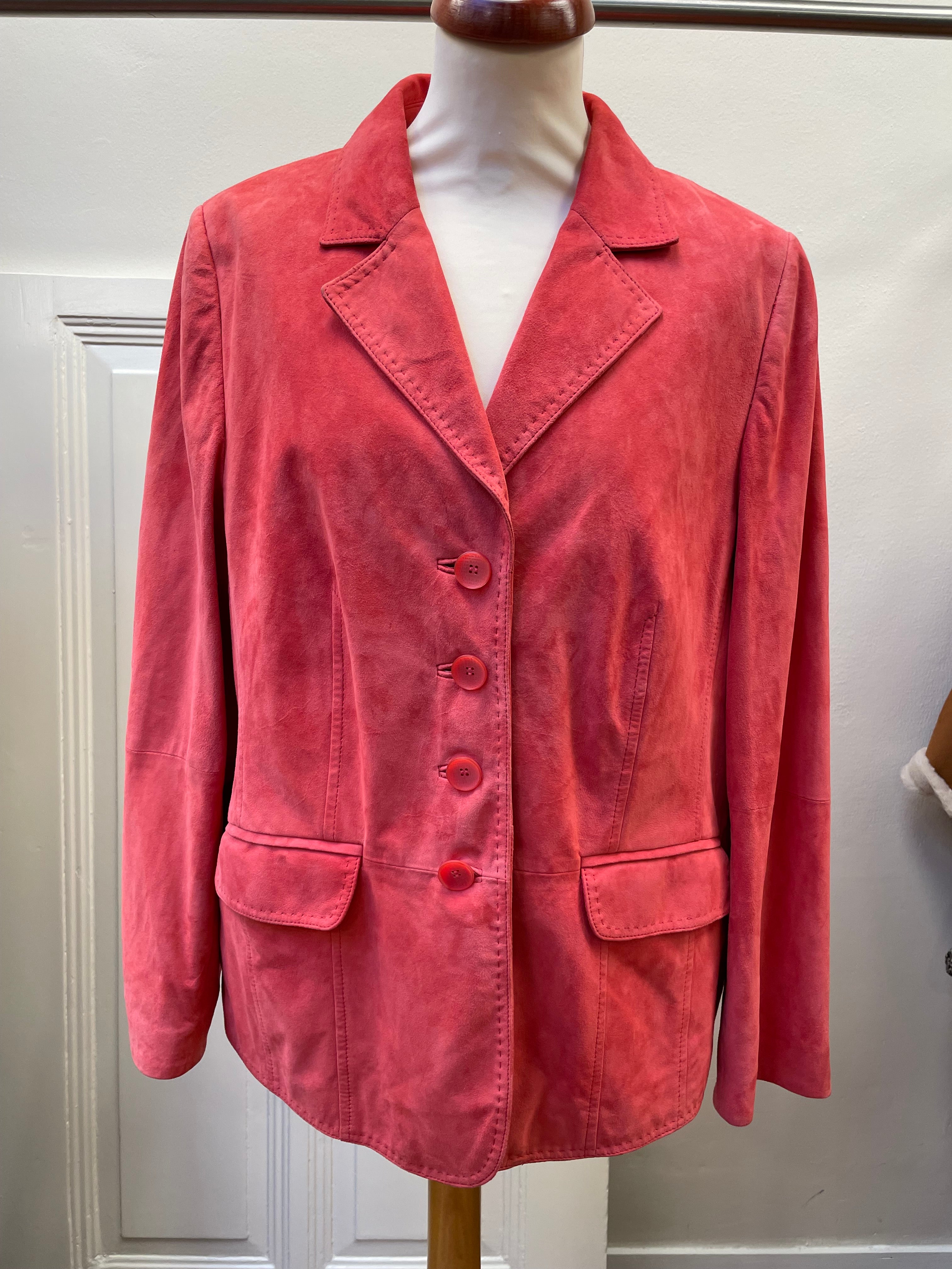 Basler jasje blazer maat 44 XXL rood suède leder