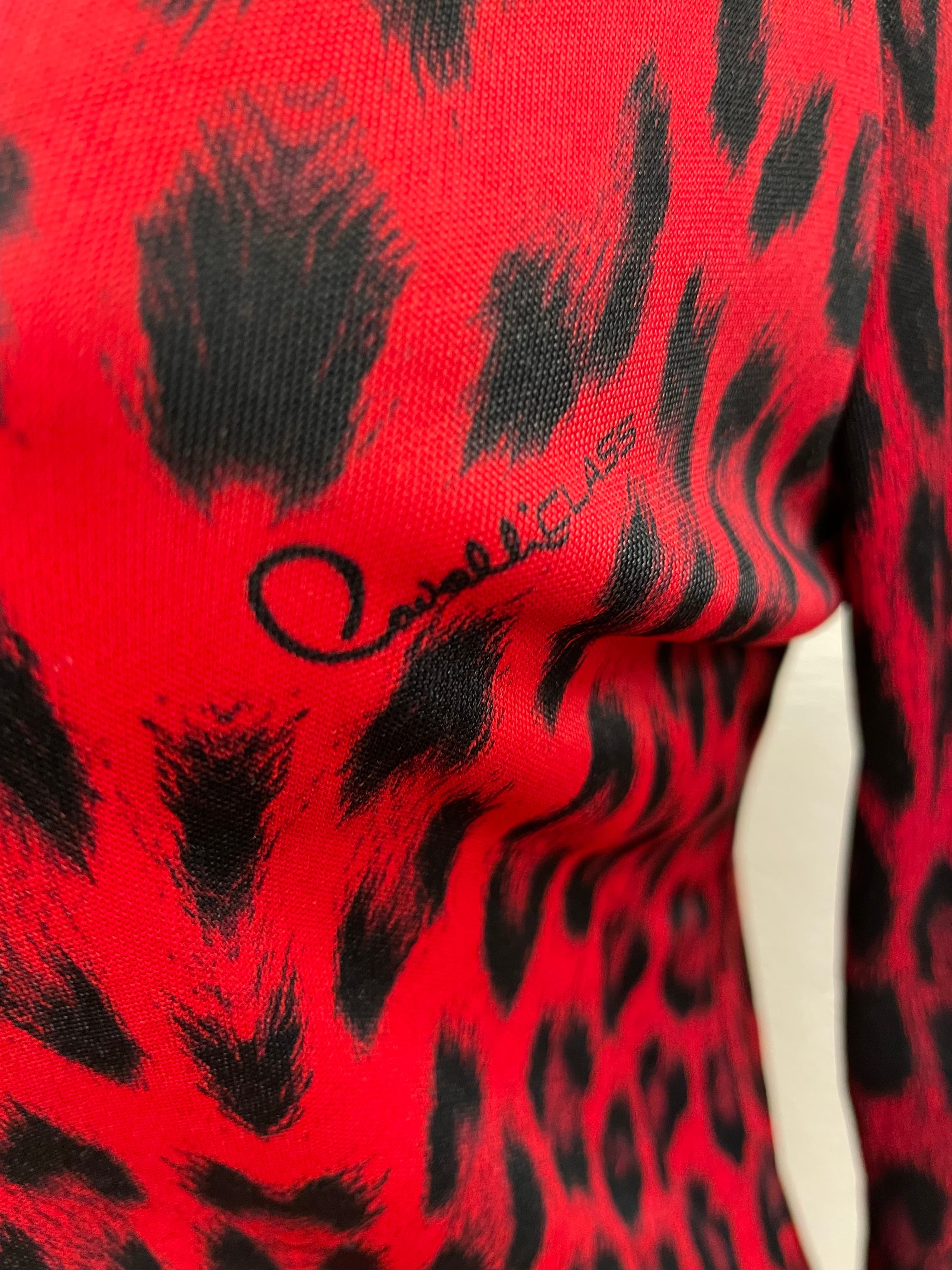 Cavalli shirt maat 40/42 rood zwart animal