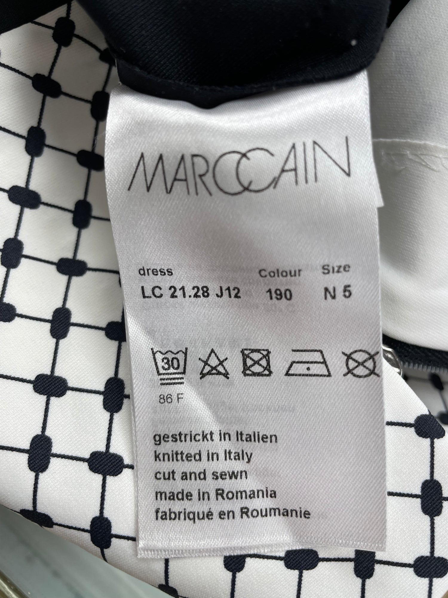 Marc Cain jurk maat 5 / 42 / XL wit zwart