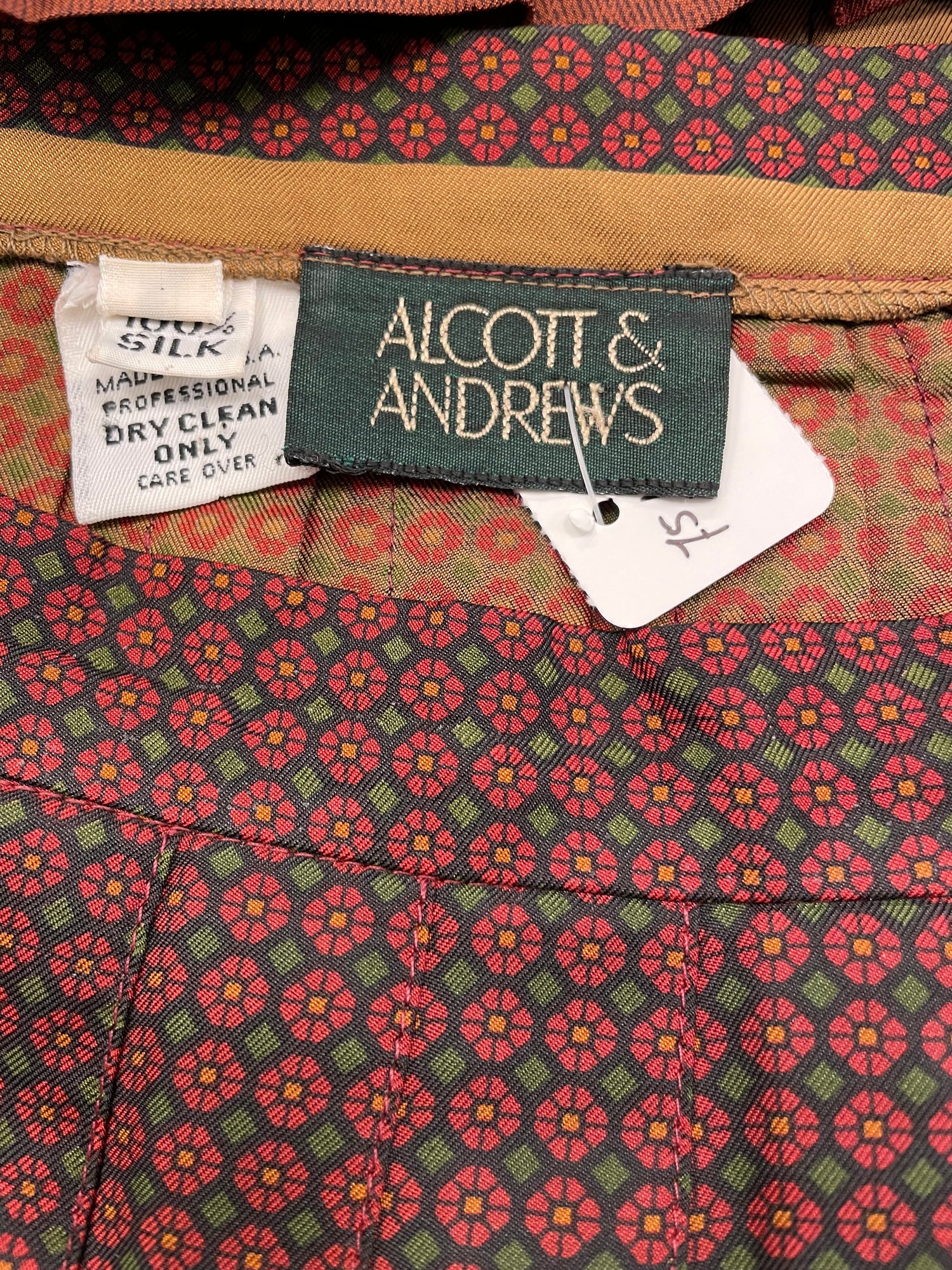 Alcott &amp; Andrews rok vintage 100% zijde maat 8 /34/36 paarden