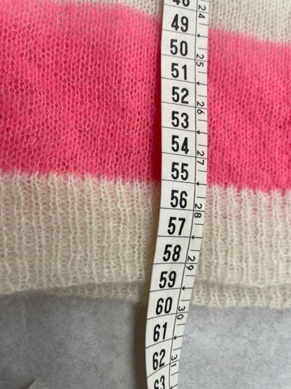 10 Days trui maat M 38 knitted strepen alpaca merino wit roze
