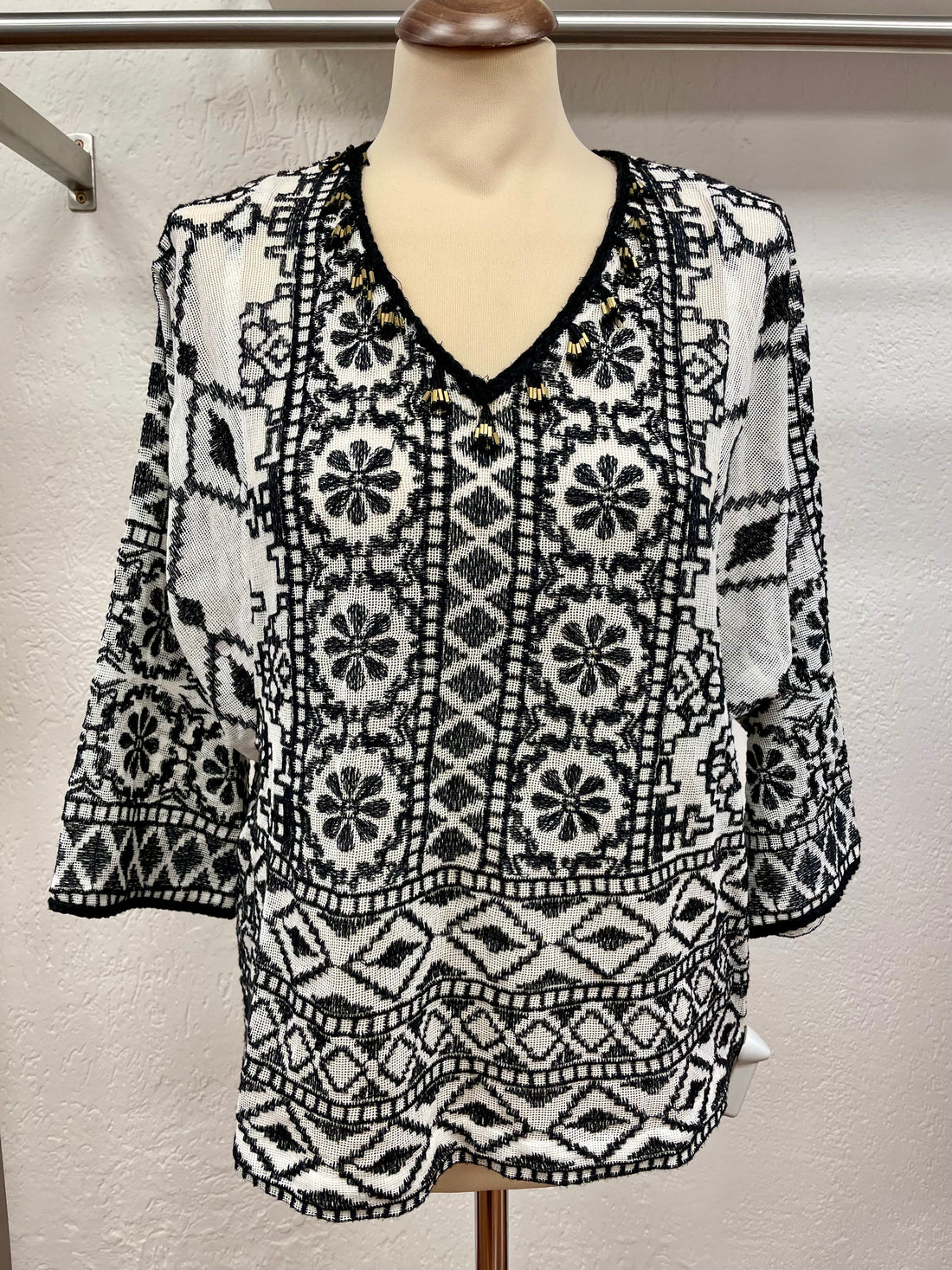 Antik Batik blouse zwart wit maat L 40