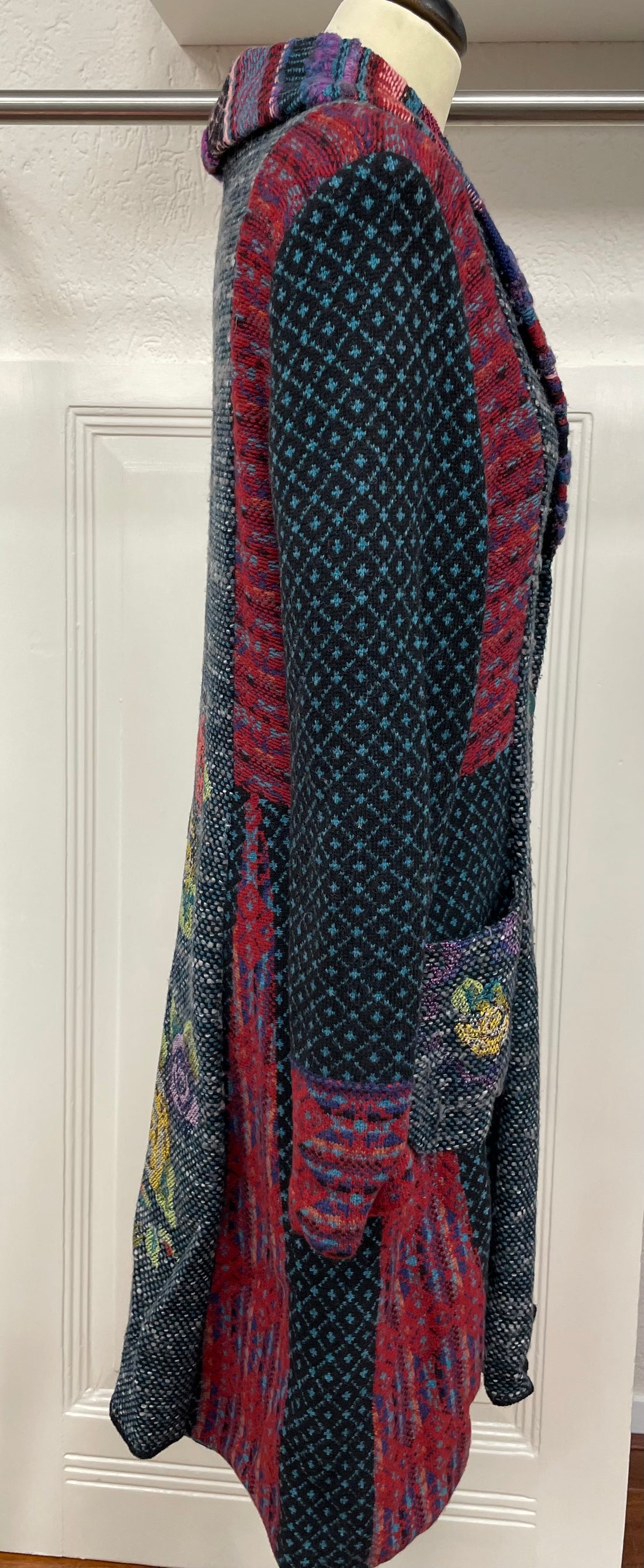 Ivko mantel jas maat 42 / 44 XL multikleur wol