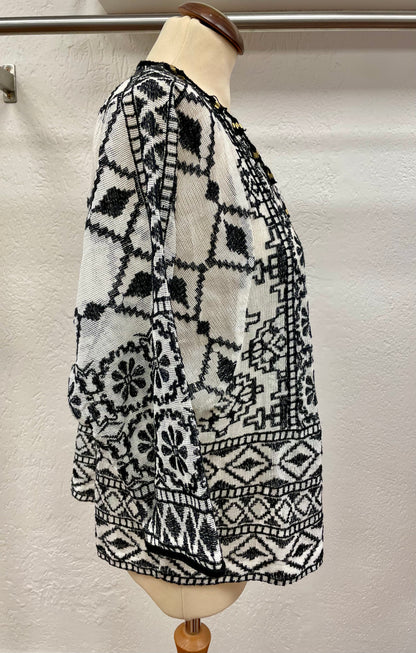 Antik Batik blouse zwart wit maat L 40