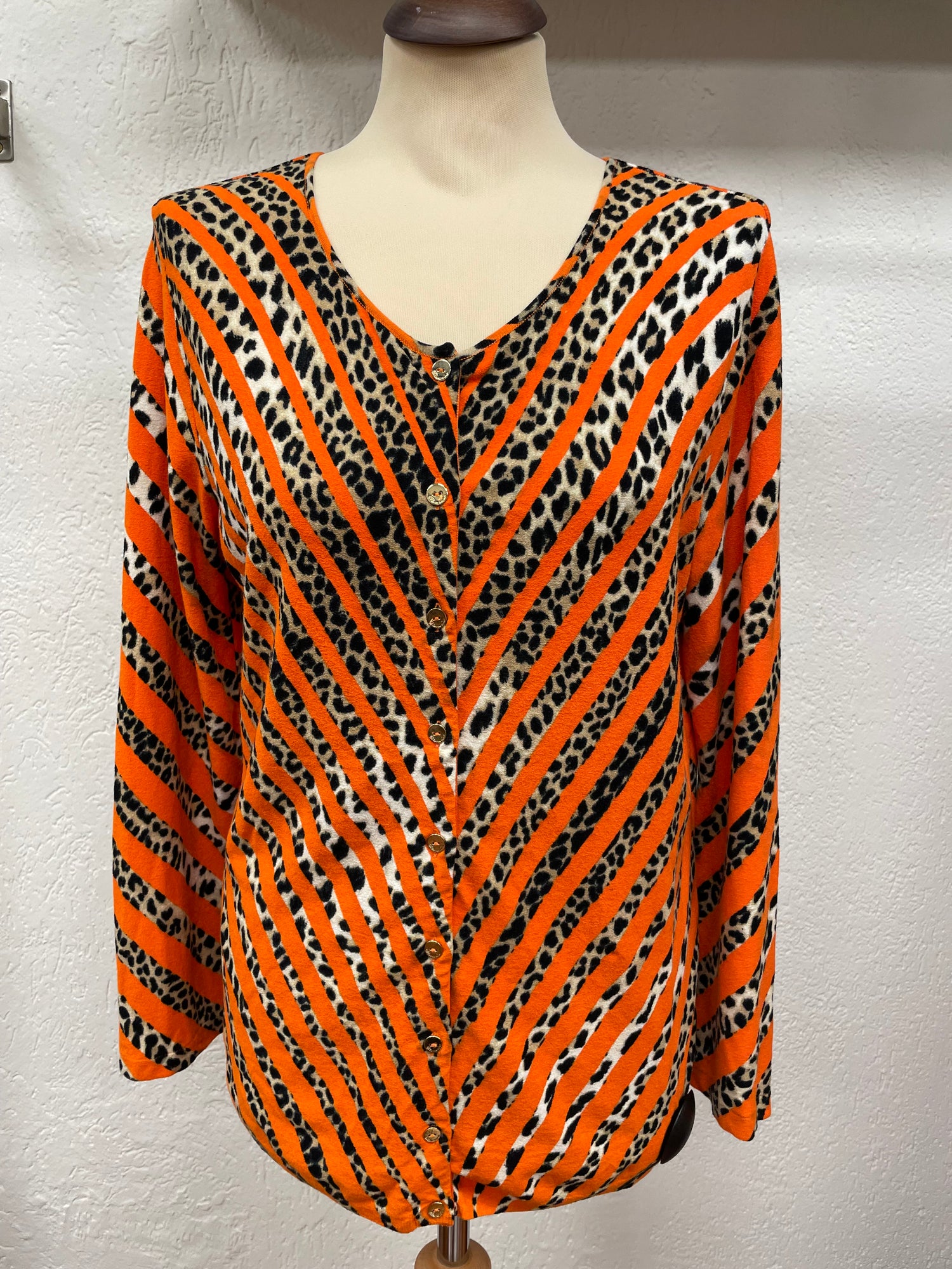 Blumarine vest maat 44 XXL oranje bruin zwart animal